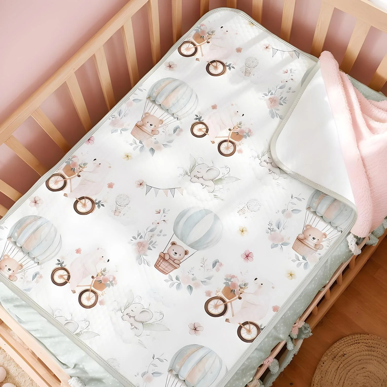 Waterproof Crib Mattress Protector 70x50cm Absorbent Bassinet Liner Sheet