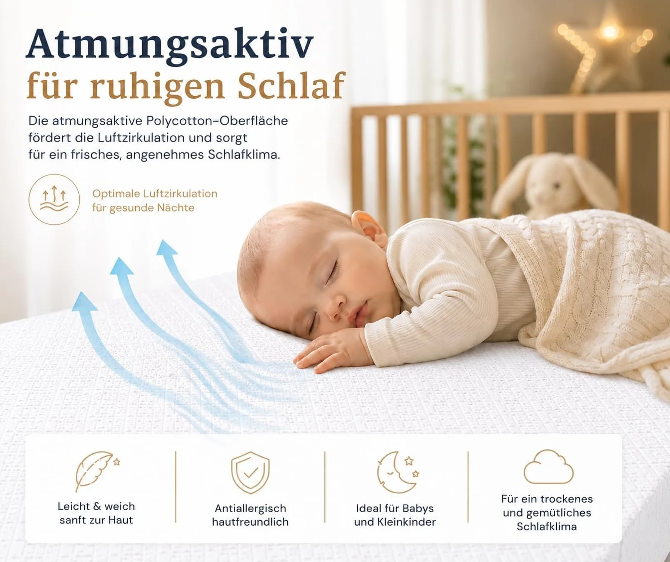 Comfort materac Maxi – 60 x 120 x 10 cm – zrównoważony – można go zwinąć, sprawdzony pod kątem substancji szkodliwych, 100% polibawełna, poszewka nadająca się do prania