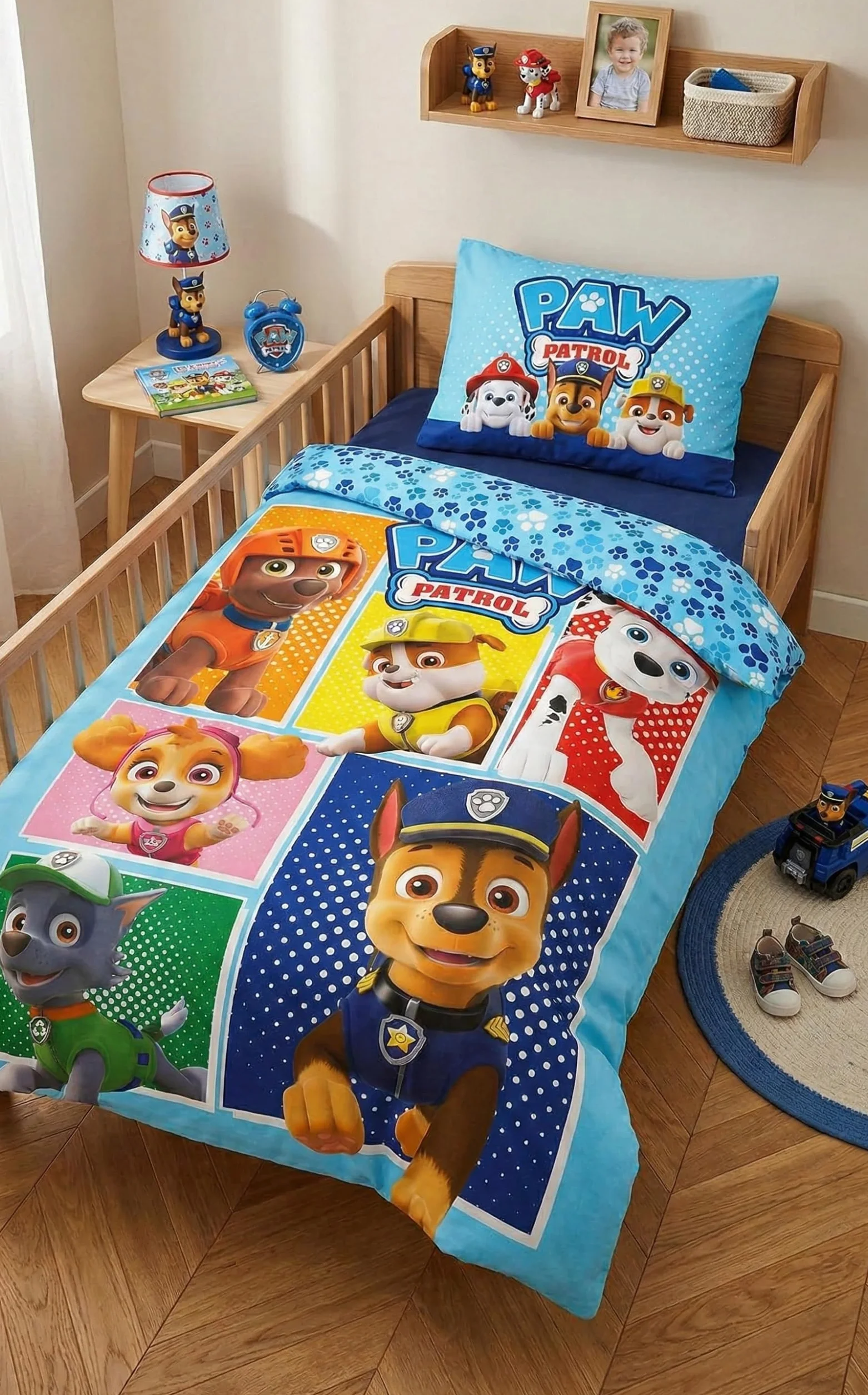 Psi Patrol pościel dziecięca pościel dziecięca 100 x 135 cm kołdra + poszewka na poduszkę 40 x 60 cm 100% bawełna