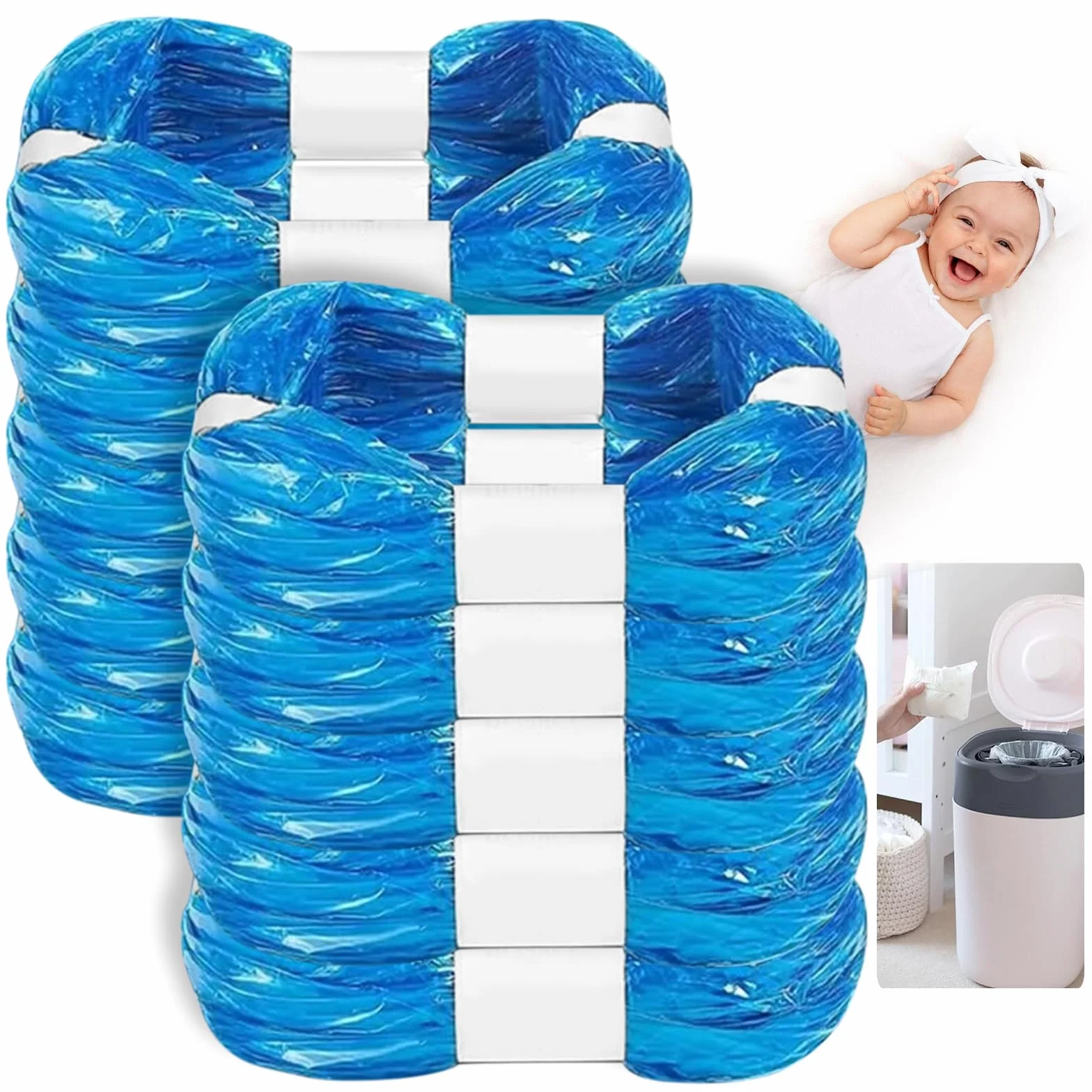 10 Sztuk Kaset Uzupełniających do Wiaderek na Pieluchy, Wiaderek Foliowych Kompatybilnych z Tommee Tippee, Angelcare, Wiaderek Ośmiokątnych, LitterLocker