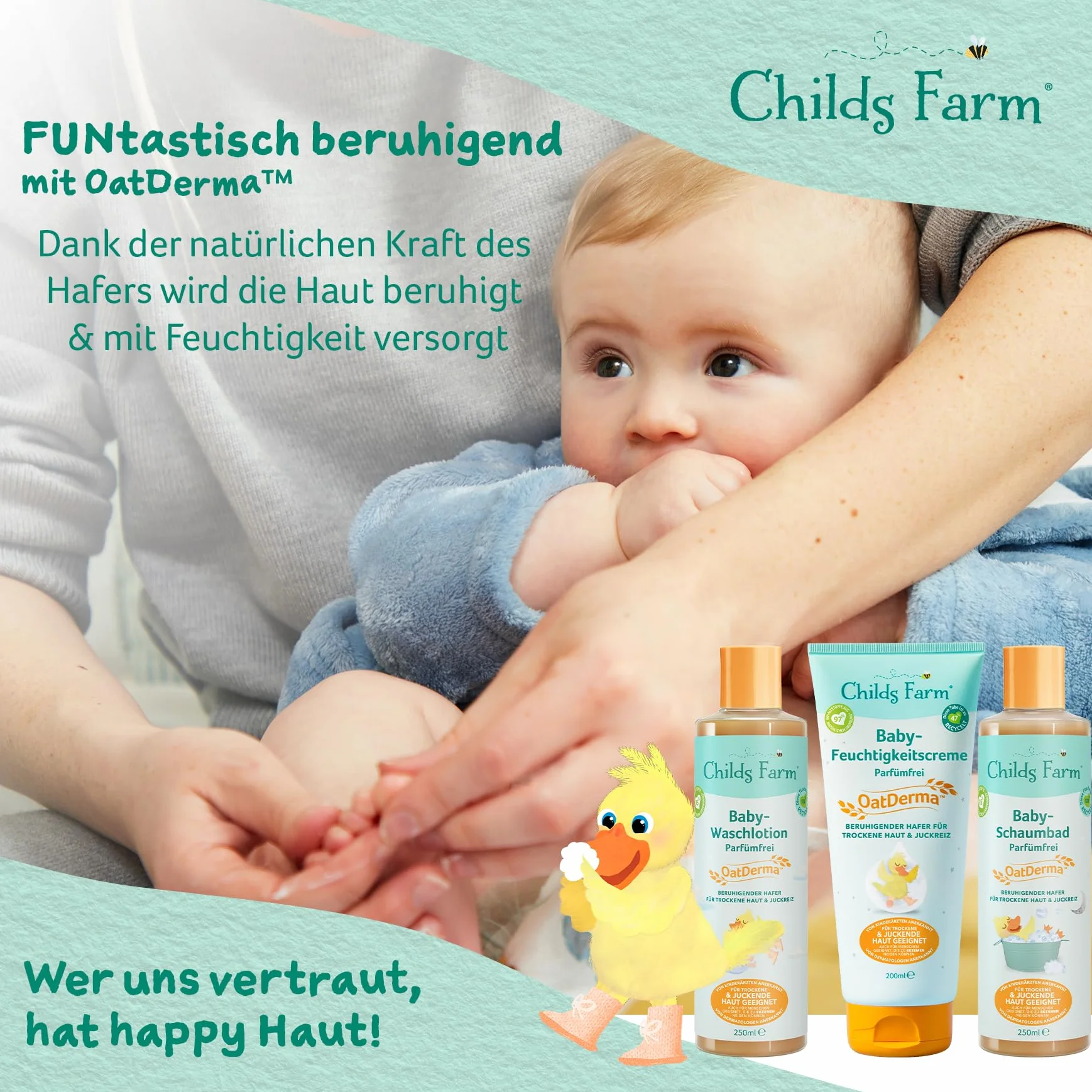 Childs Farm OatDerma krem nawilżający dla niemowląt 200 ml, bez perfum | Kojący balsam do pielęgnacji skóry, do wrażliwej lub skłonnej do egzemy skóry niemowląt i dzieci. Również dla noworodków.