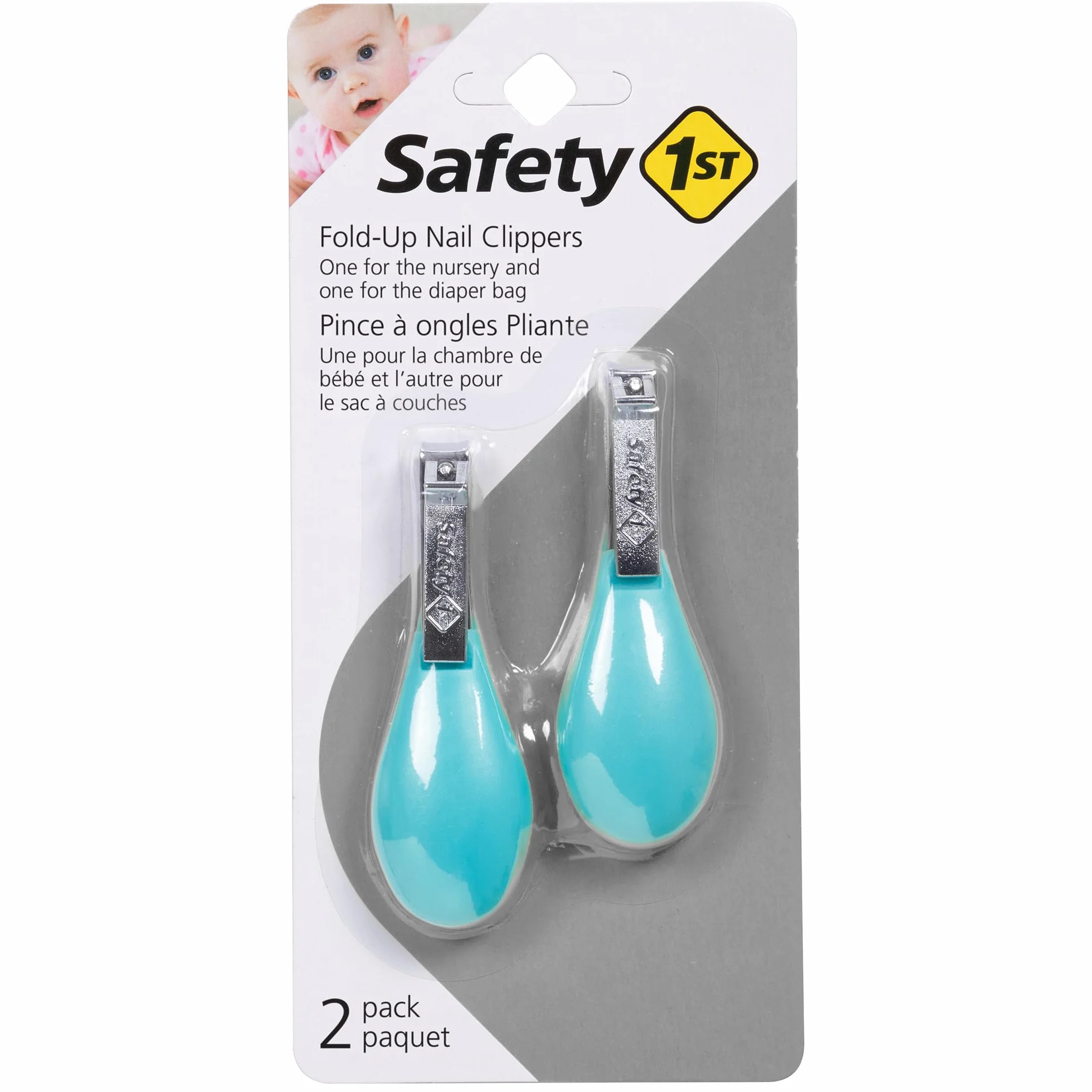 Safety 1st Fold-Up Nail Clipper, Arctic Blue, 2-Count by Safety 1st
