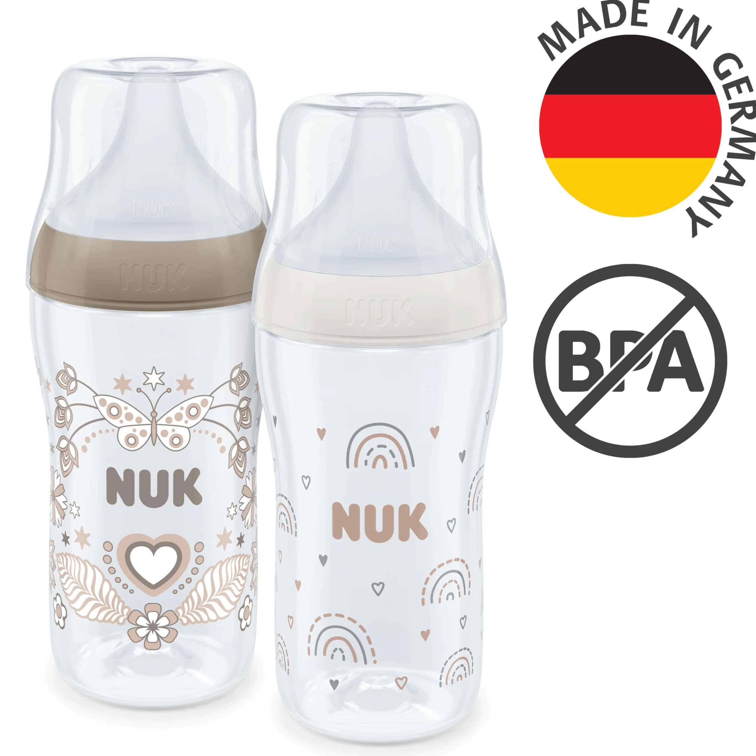 NUK Perfect Match Zestaw butelek dla niemowląt 260 ml bez BPA silikonowy smoczek 2 szt.