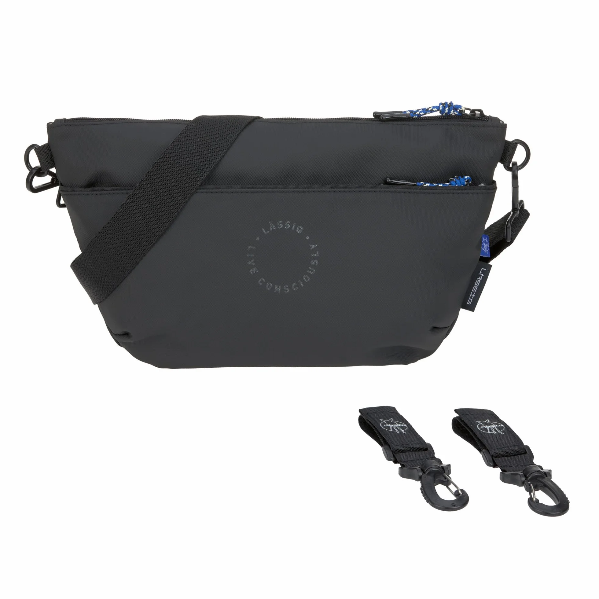 LÄSSIG Organizer do wózka dziecięcego, torba na ramię, torba do wózka dziecięcego, w zestawie z mocowaniem do wózka dziecięcego/Buggy Bum Bag czarny