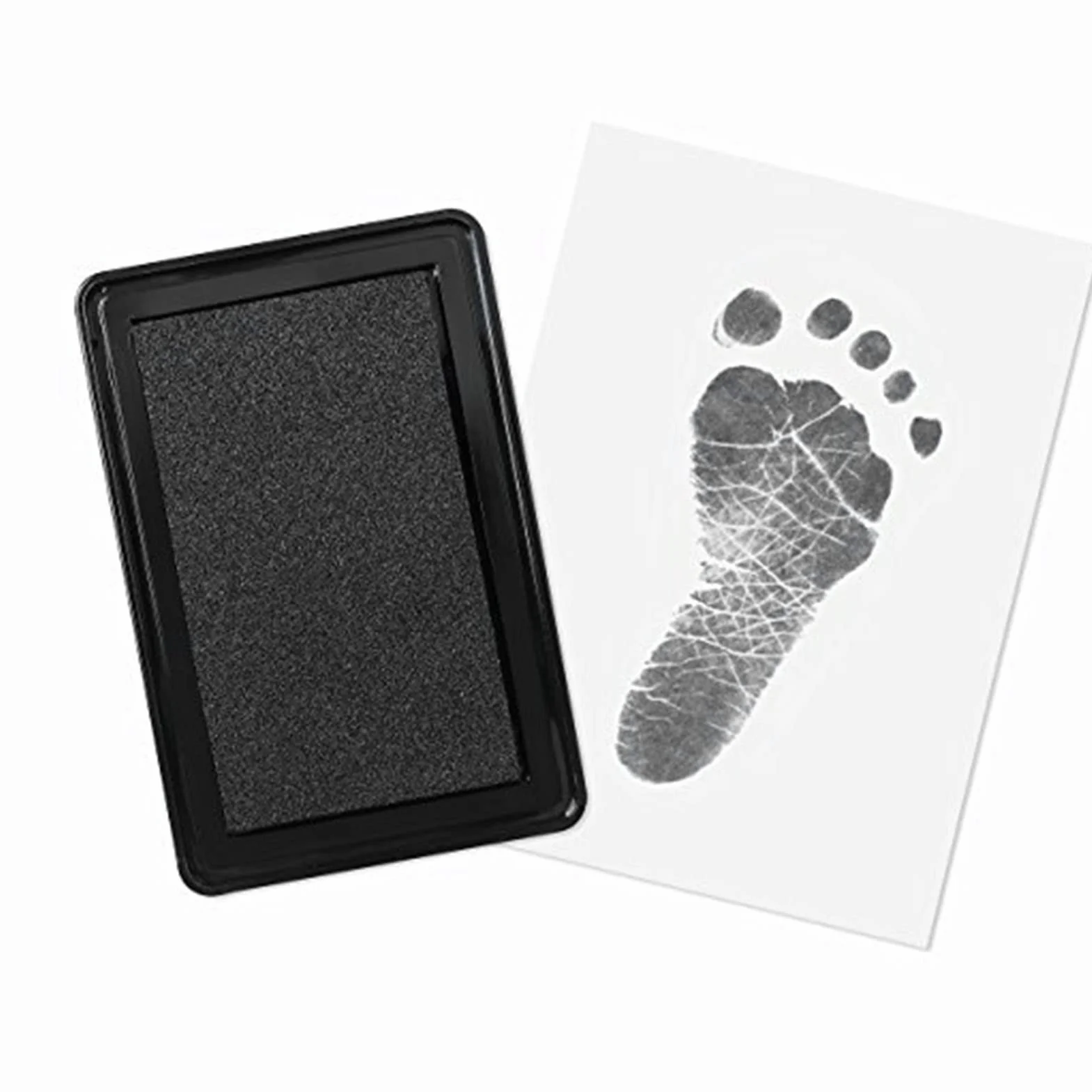 Baby Footprint Ink Pad, Zestaw do Tworzenia śladów Dłoni Wielokrotnego Użytku dla Niemowląt i Zwierząt Domowych(Czarny atrament)