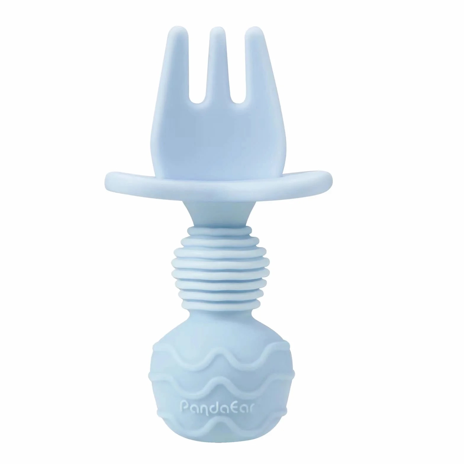 PandaEar 4 szt. silikonowych łyżek dla niemowląt i zestawu do karmienia widelca - Anti-Choke First Self Feeding naczynia dla niemowląt Led Weaning Ages 3 miesiące (Cyan+Blue)
