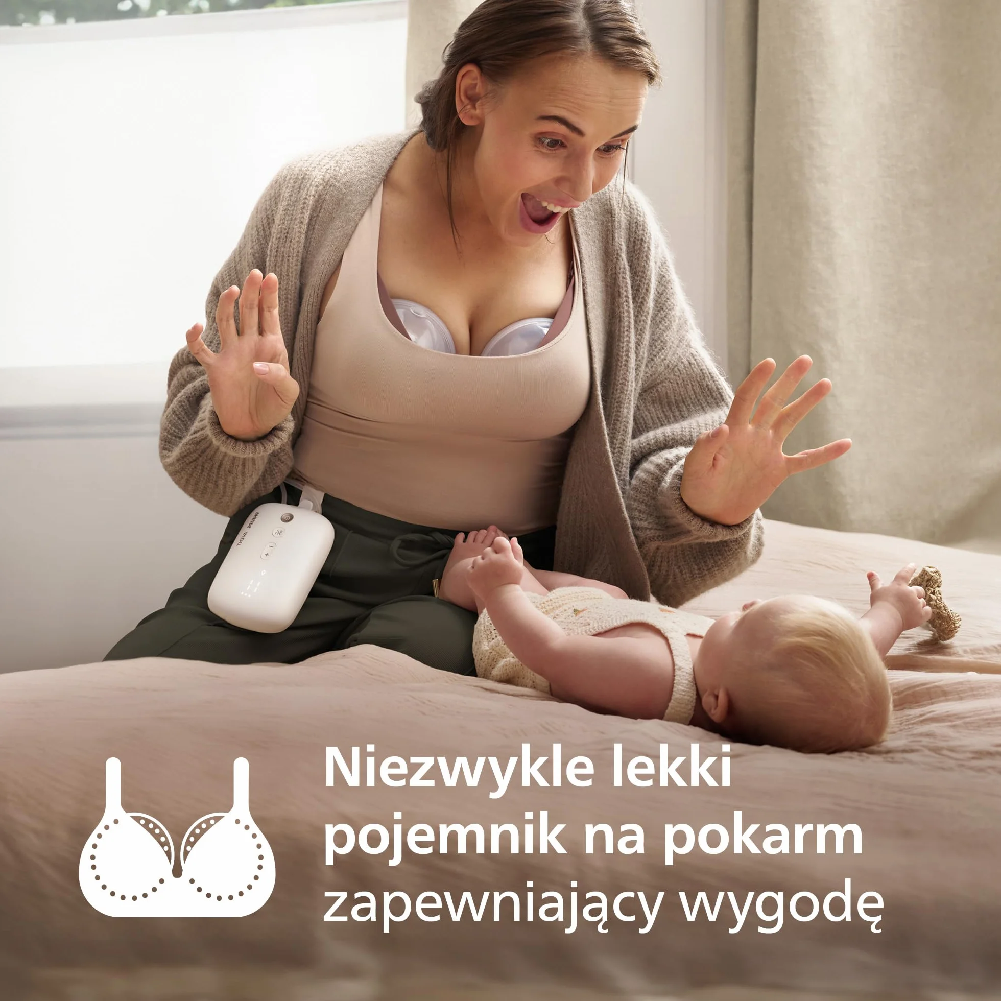 Philips Avent zestaw startowy laktatora niewymagający użycia rak, silnik klasy szpitalnej, naśladujący rytm picia dziecka, odciąganie do 85 razy na minutę, SCD553/11