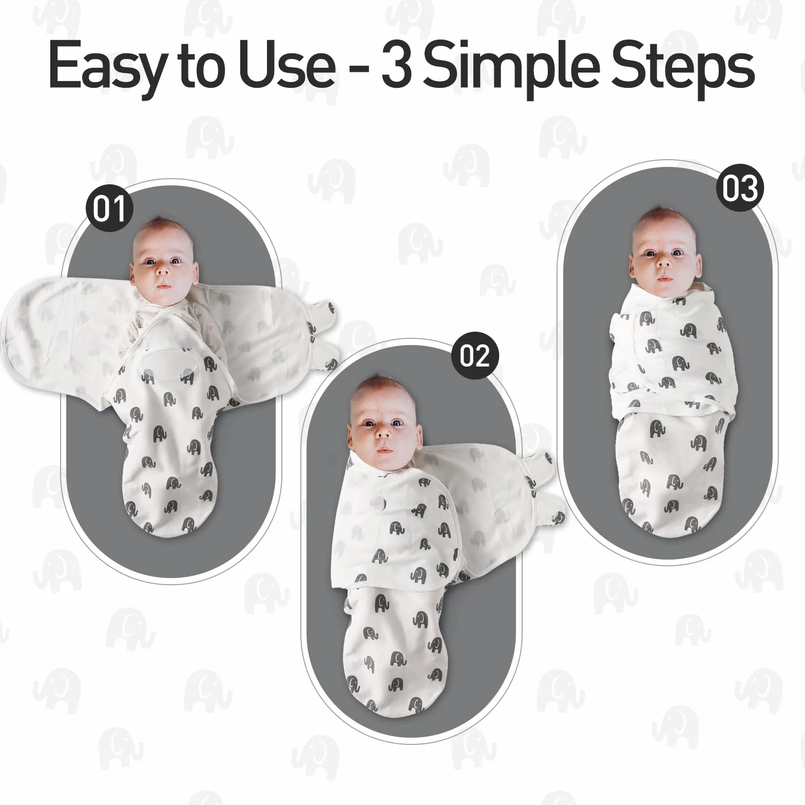 GLLQUEN BABY Koce do spulchnięcia dla noworodków 0-3 miesięcy, Oeko-tex100, 100% oddychający organiczny bawełniany materiał, 3 sztuki (nowy szary)