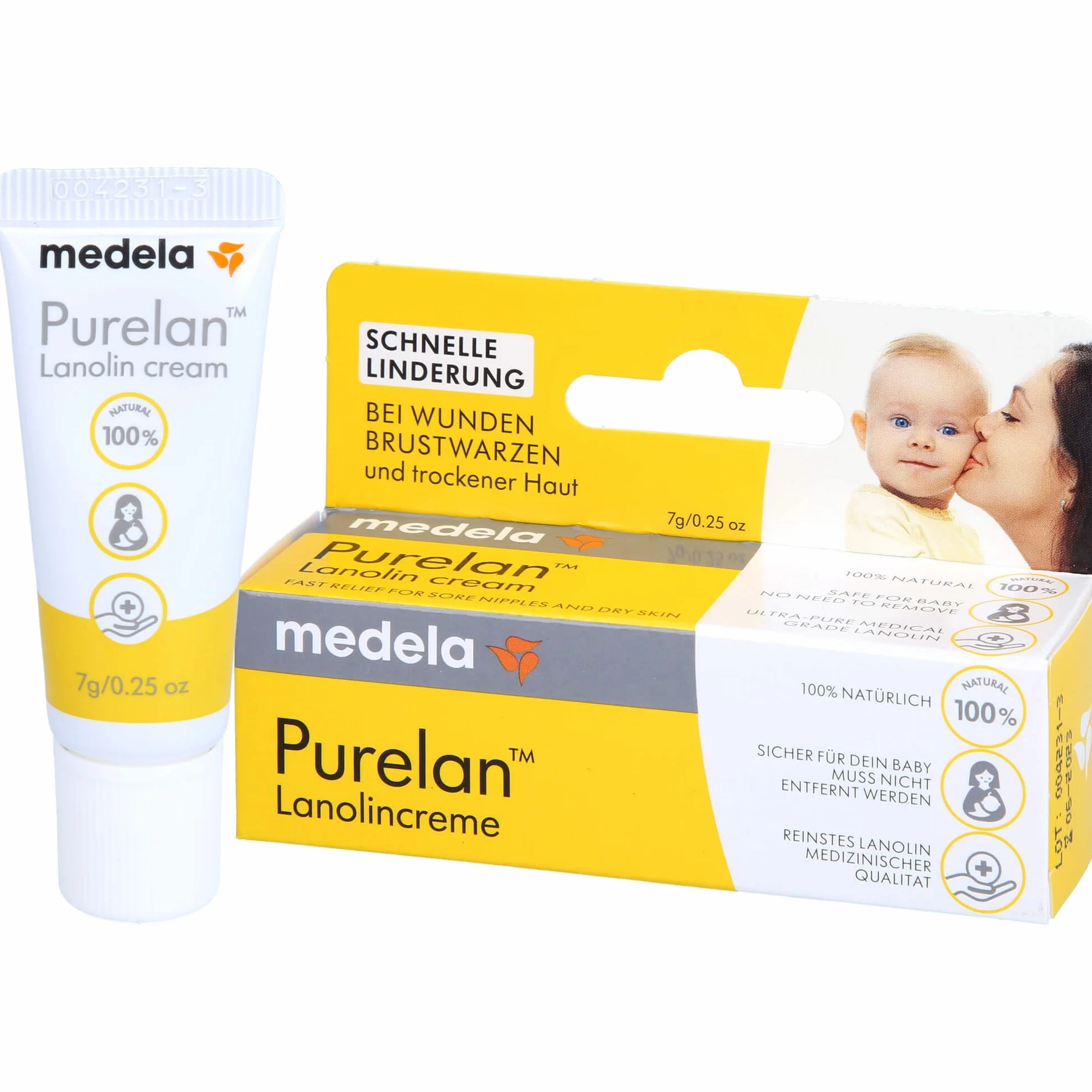 Medela Purelan Brustwarzensalbe aus 100% Lanolin, 7 G Maść