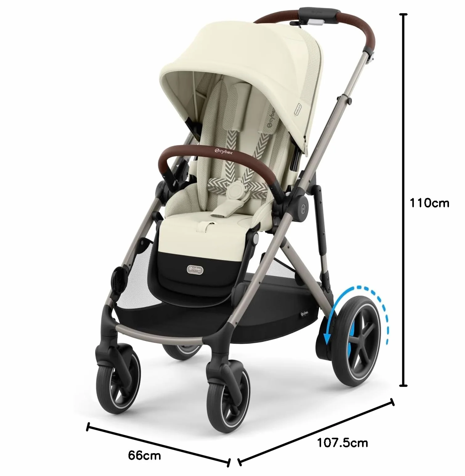 CYBEX Gold e-GAZELLE S wózek all-in-1 z napędem elektrycznym, od urodzenia do 4 lat, 22 kg, Seashell Beige