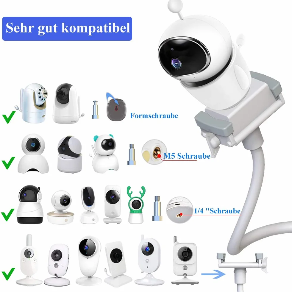 Uniwersalny uchwyt do elektronicznej niania, uchwyt na kamerę dziecka, uchwyt na telefon komórkowy, uchwyt na monitor dziecka, elastyczny stojak na aparat do pokoju dziecięcego, kompatybilny z większością elektronicznych elektronicznych elektronicznych