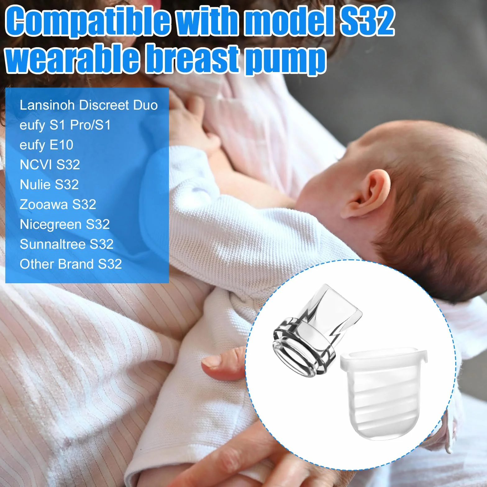 8 szt. Zaworów Typu Duckbill i 4 szt. Membrany Silikonowej Kompatybilne z Lansinoh Discreet Duo Eufy E10/S1/S1 Pro NCVI/NICEGREEN/Nuliie/Zooawa/Sunnaltree S32, Części Zamienne do Laktatora