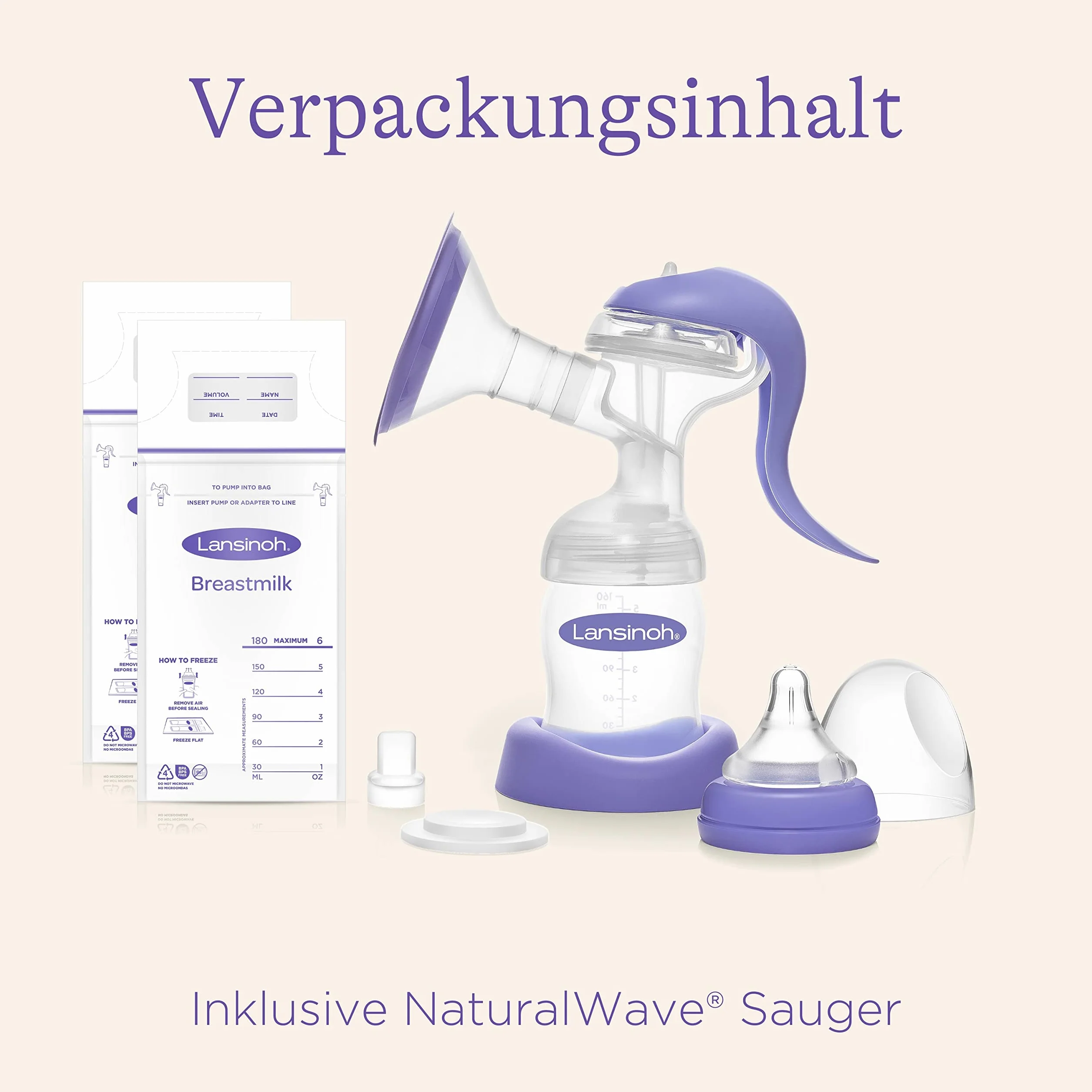 Lansinoh Manual Breast Pump Single Breastfeeding Milk Breastpump, ComfortFit Breast Cushion, Let-Down and Expression Customisable Pumping Modes, Convenient & Portable Travel