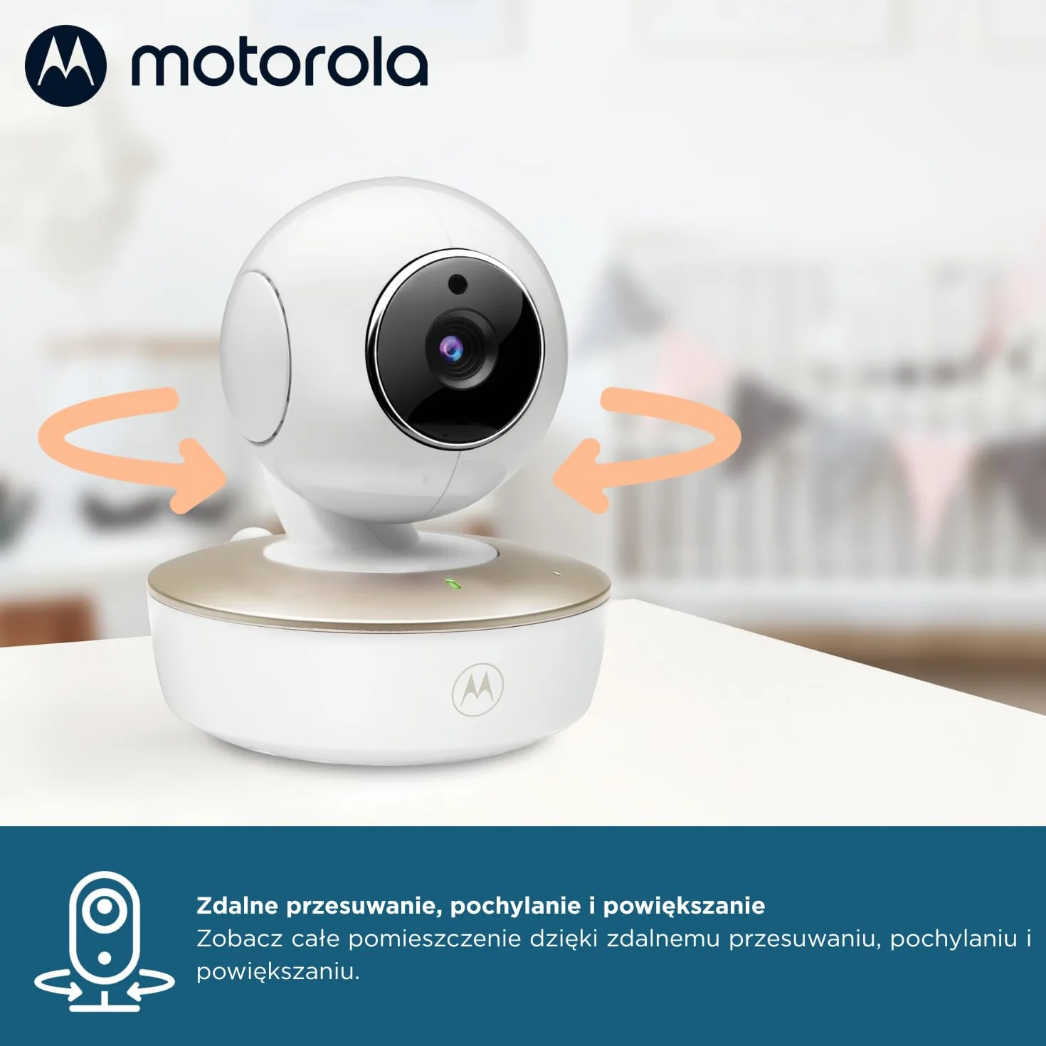 Motorola Monitor VM50G dla niemowląt z kamerą 5-calowy kolorowy ekran nocne widzenie zoom cyfrowy rozmowa dwukierunkowa czujnik temperatury