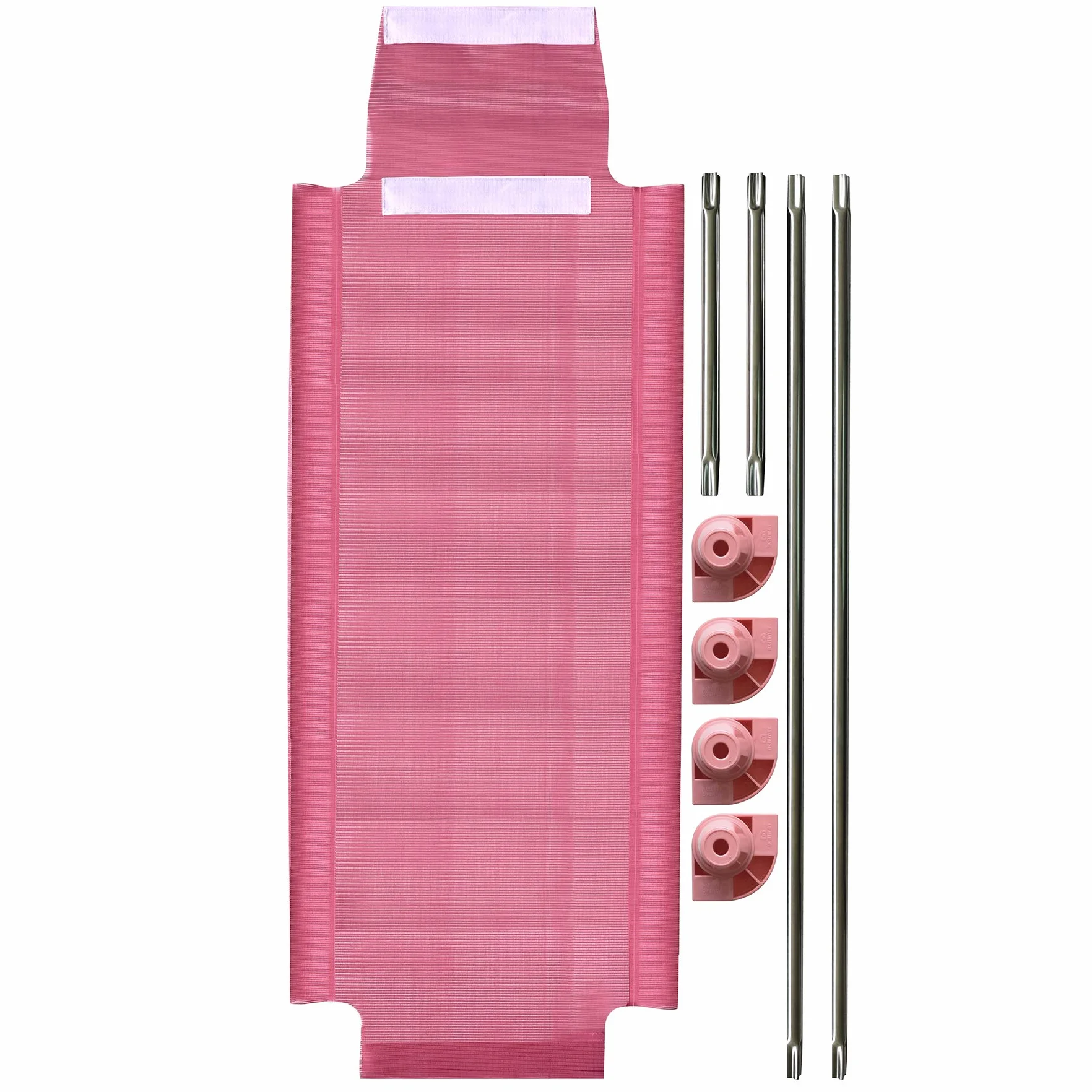 Acrimet Łóżeczko dziecięce do drzemki, przenośne łóżko dla malucha, można układać w stos, 133 x 54 cm (rury ze stali nierdzewnej) (różowa, oddychająca tkanina siatkowa - różowe nóżki) (1 opakowanie)