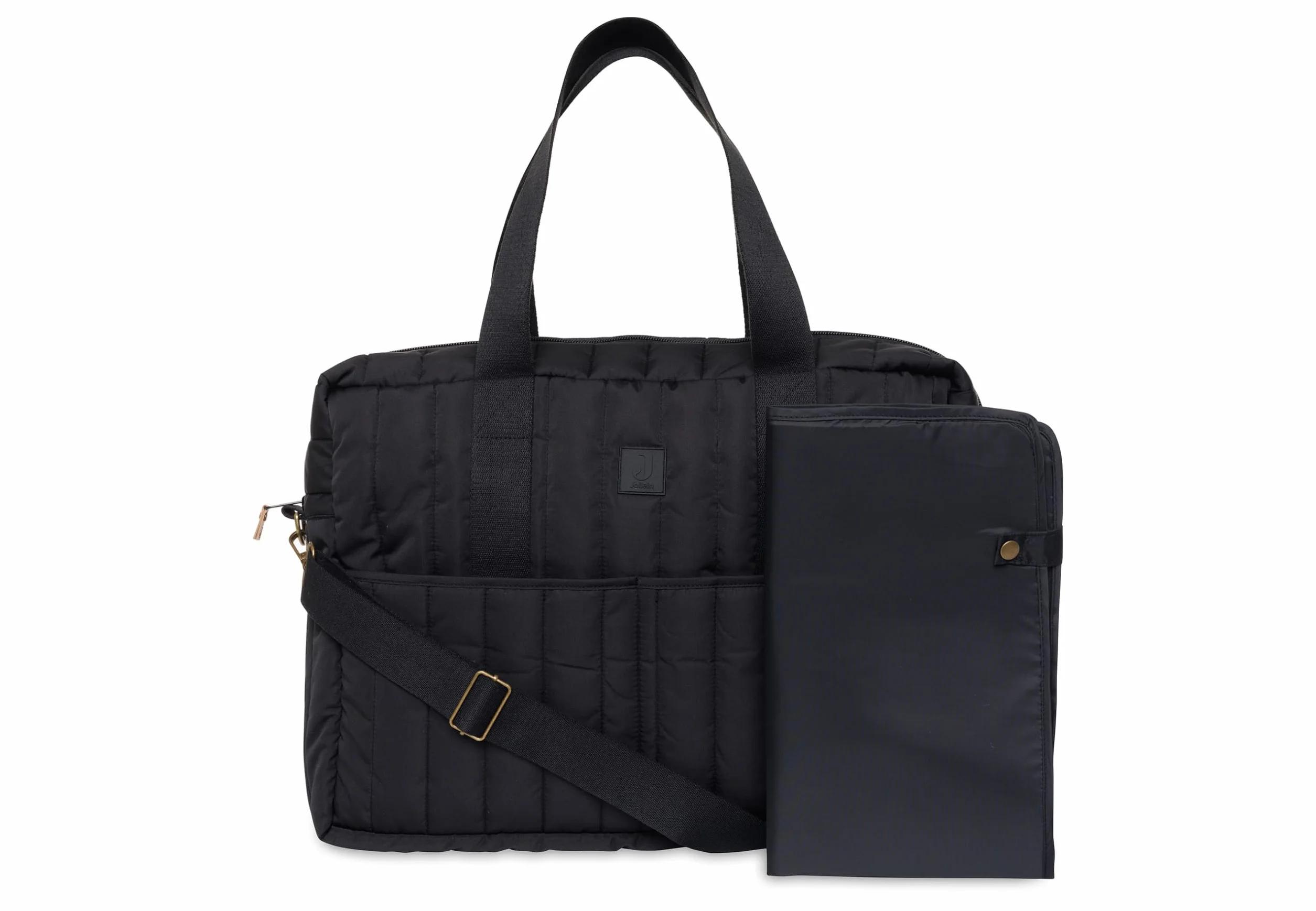 Jollein Torba do przewijania Puffed Moos – Black – wodoodporna – torba do wózka dziecięcego – wielofunkcyjna – czarna, czarny, Współczesny
