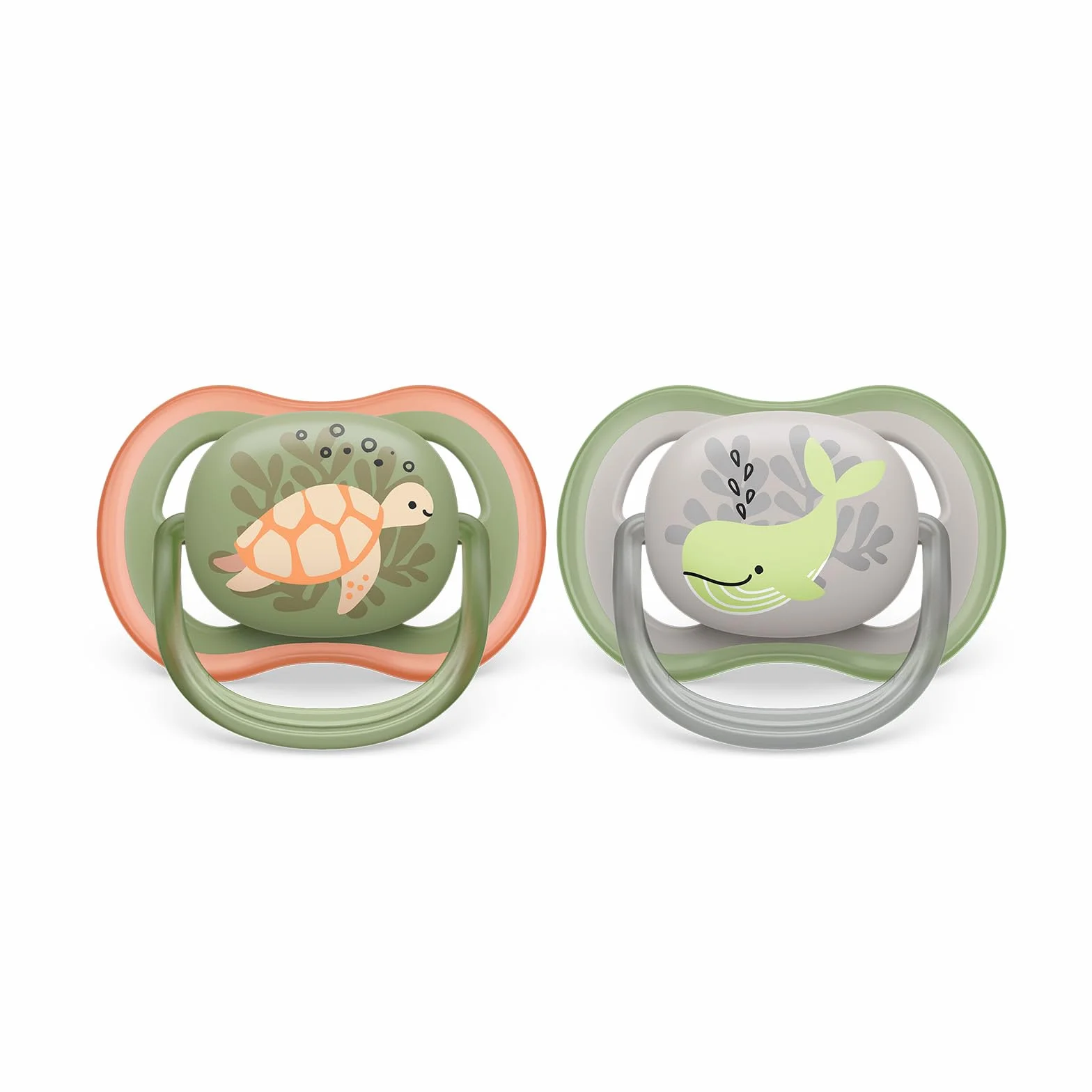 PHILIPS Philips Smoczek Avent Ultra Air - 2 lekkie smoczki oddychające dla dzieci w wieku 6-18 miesięcy, bez BPA, ze sterylizującym futerałem do noszenia (model SCF085/60), Zielony
