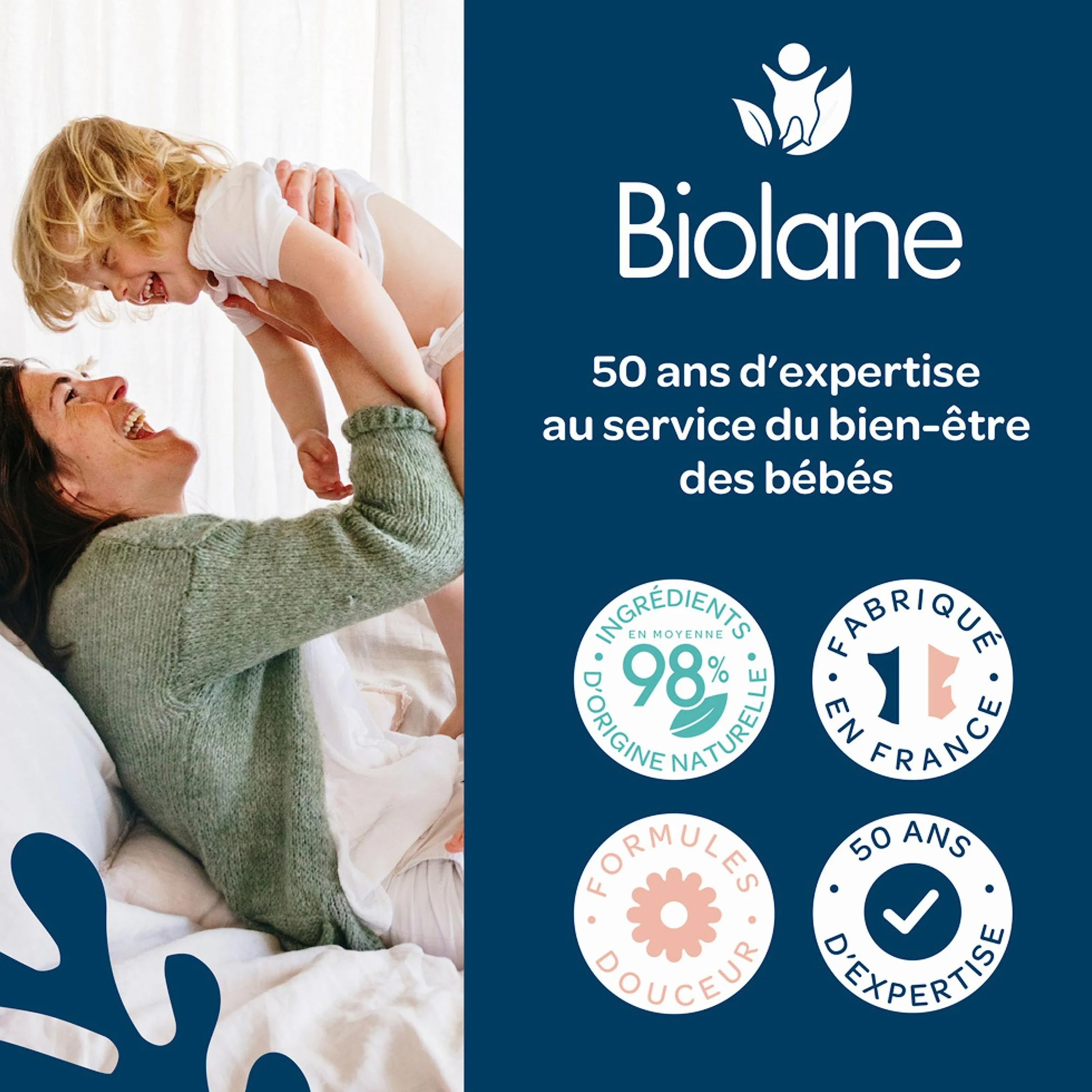 BIOLANE Zestaw 3 bawełnianych wkładek do pieluch 100% organicznych bawełna skóra wrażliwa