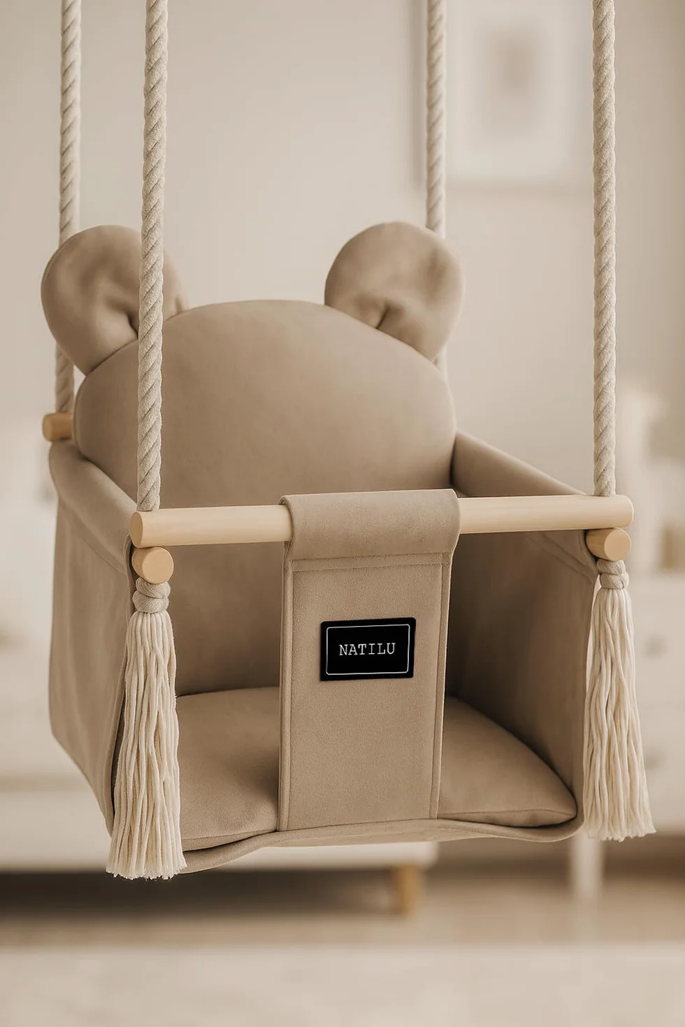 Huśtawka dla dzieci Bear Light Beige do domu i ogrodu