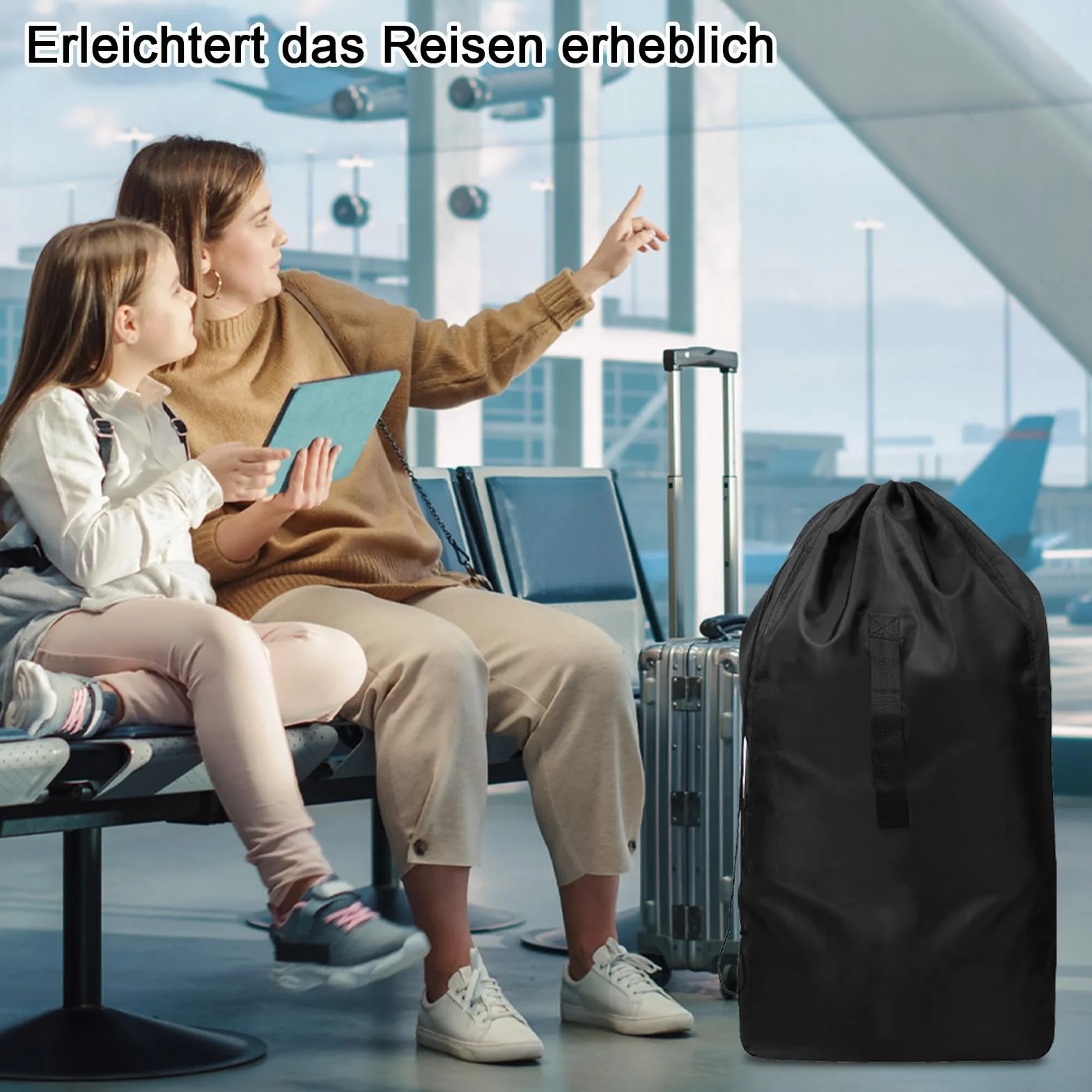 Torba transportowa do wózka dziecięcego 117 x 53 x 33 cm czarna