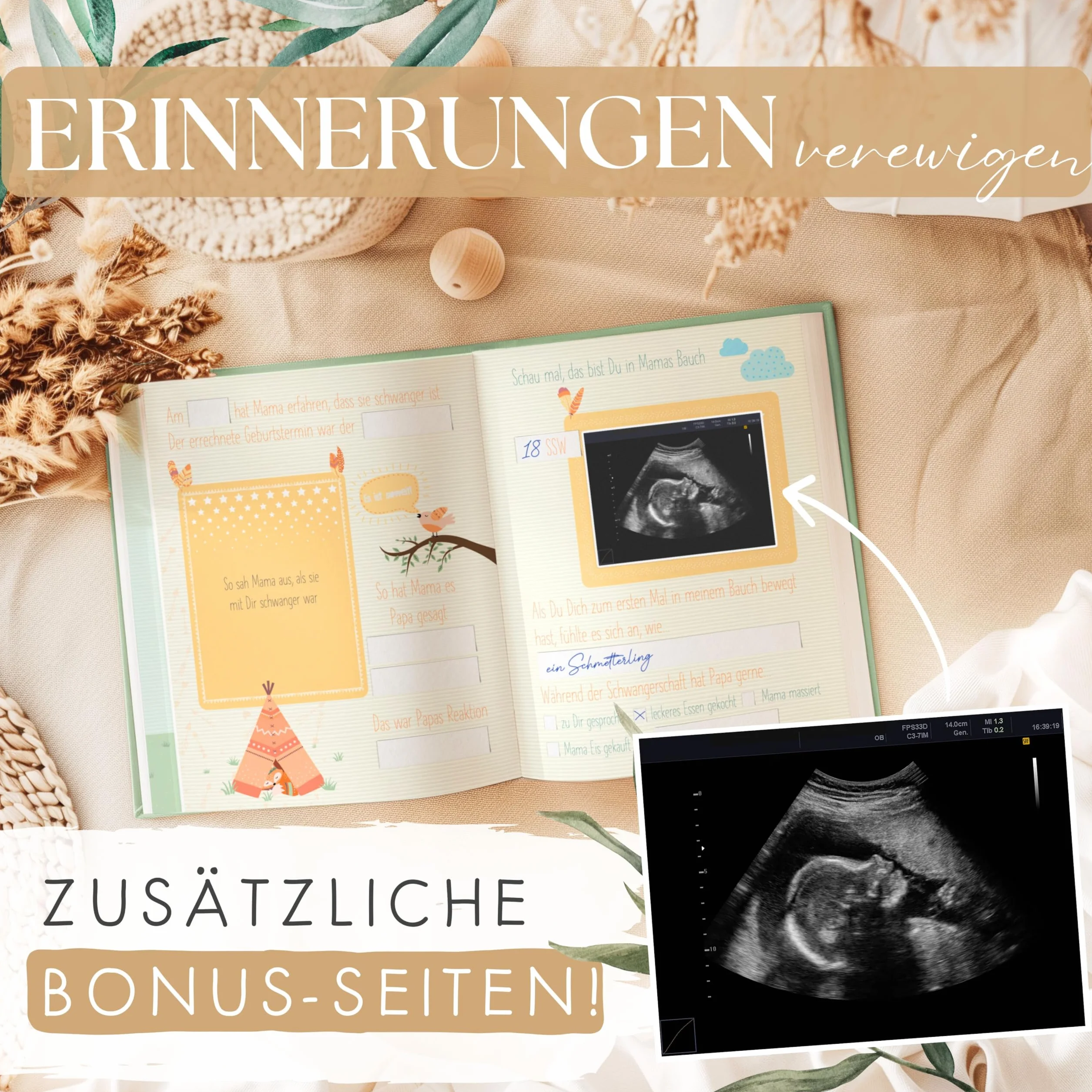 TWIVEE Babyalbum Babybuch zum Eintragen Mädchen und Jungen Erinnerungsbuch erstes Jahr