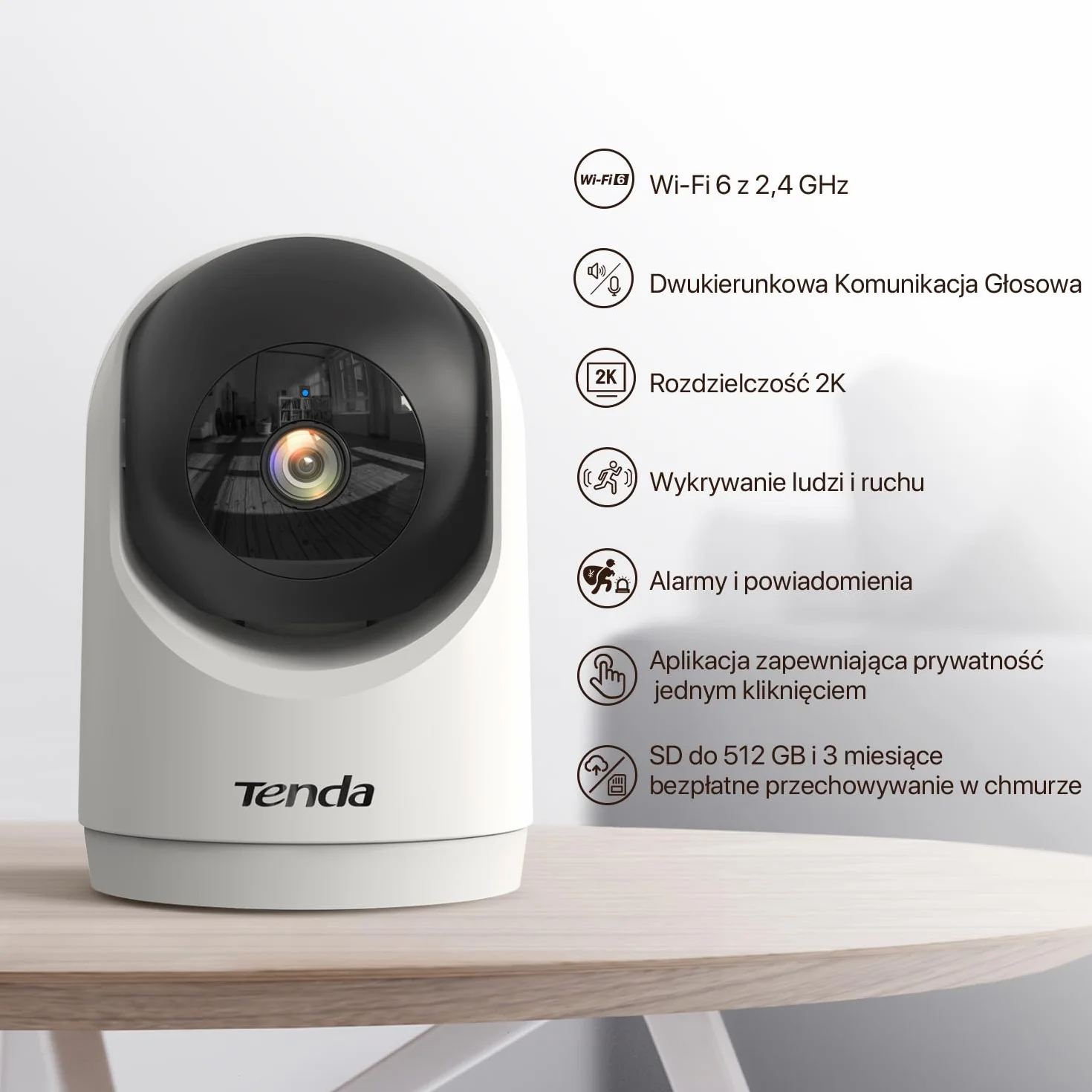 Tenda CP3 V3.0 kamera monitorująca 2K Wi-Fi 360° FHD 3MP noktowizor wykrywanie ruchu