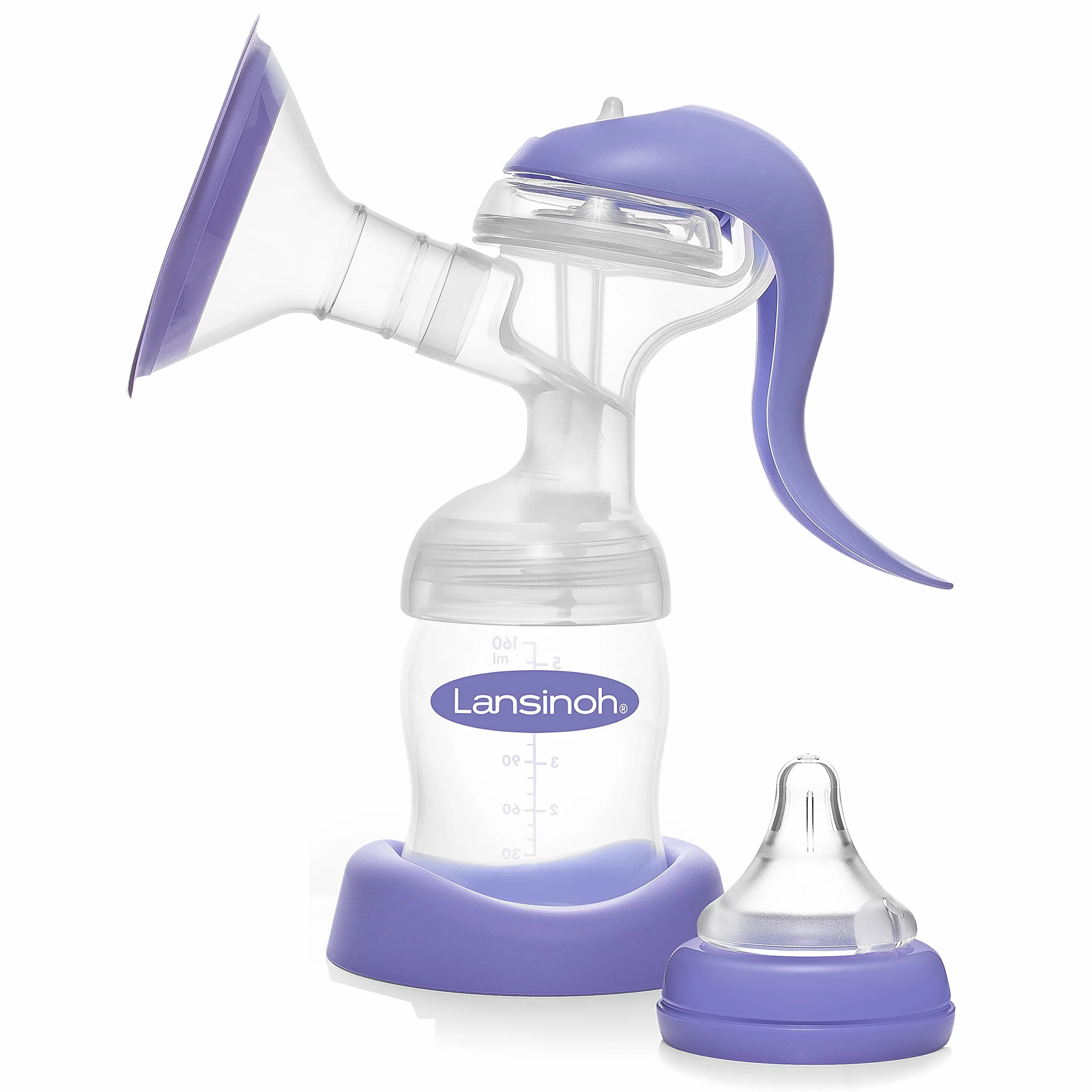 Lansinoh Manual Breast Pump Single Breastfeeding Milk Breastpump, ComfortFit Breast Cushion, Let-Down and Expression Customisable Pumping Modes, Convenient & Portable Travel