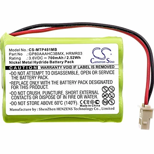 CS-MTP481MB Baterie 700mAh kompatybilny z [MOTOROLA] MBP481, MBP482, MBP483 zastępuje GP80AAAHC3BMX, HRMR03