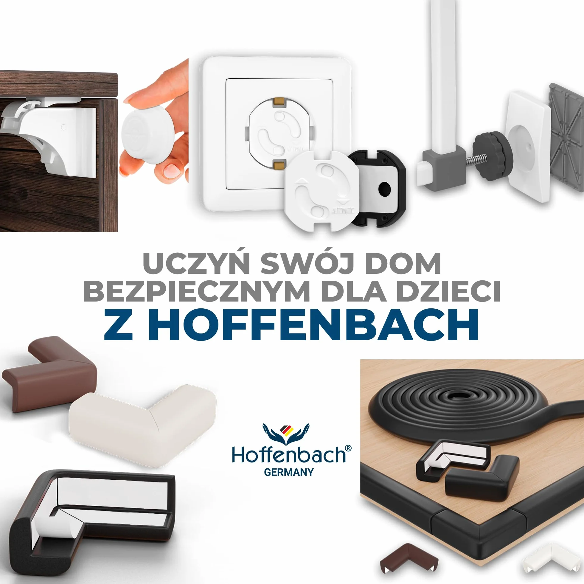 Hoffenbach Ochrona Narożników dla Dzieci – Samoprzylepna Ochrona Krawędzi Stołu i Mebli, Miękkie Narożniki Bezpieczeństwa, Brązowy