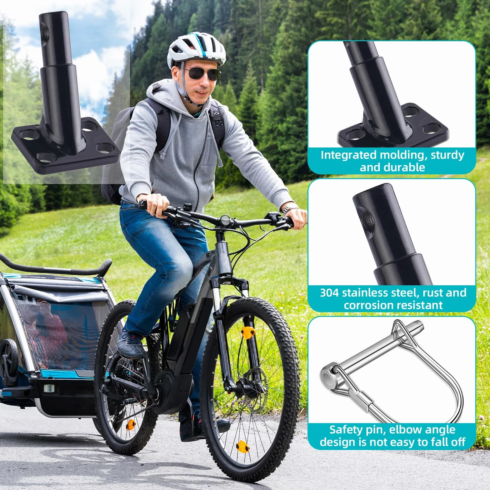 gotyou Głowica ciągnąca do przyczepy rowerowej z zamkiem, hak holowniczy rower z kluczem, przyczepka rowerowa hak holowniczy sprzęgło do przyczepy rowerowej adapter do przyczepy rowerowej sprzęgła dla