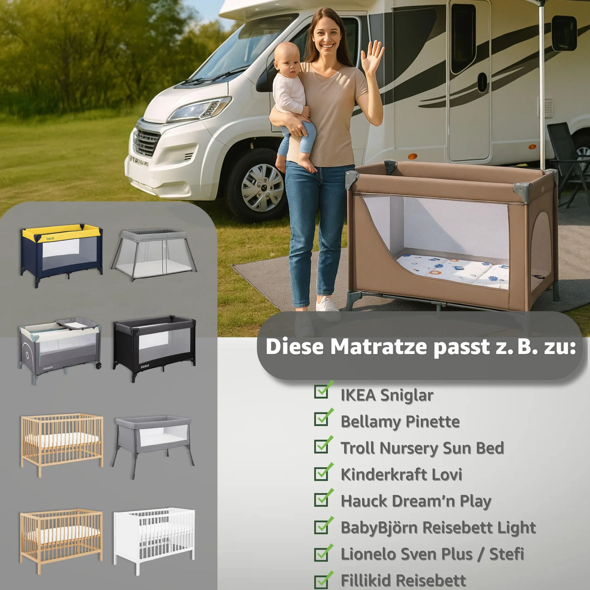 Materac do łóżeczka turystycznego 60x120 cm Składany Gruby Dla Dziecka