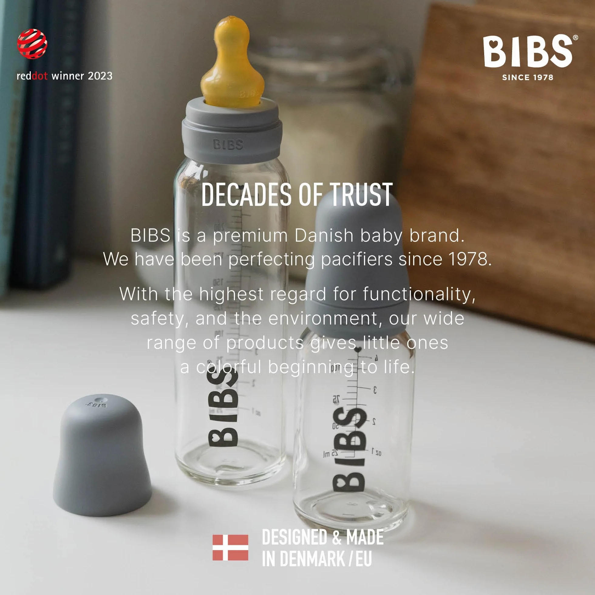 BIBS Butelka ze szkła Antykolka 225 ml Zestaw 2 szt. Okrągły smoczek z naturalnego lateksu