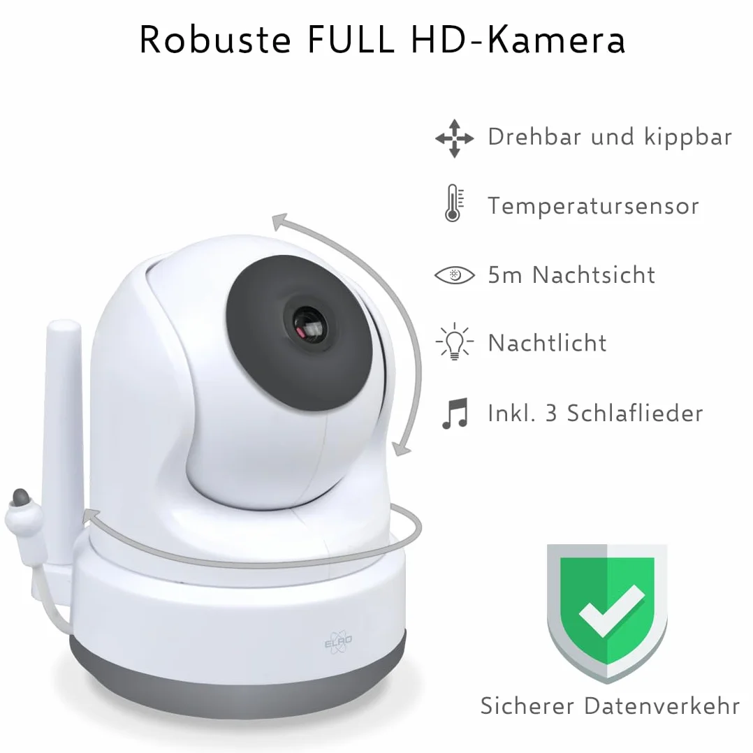ELRO BC4000 Baby Monitor Royale Full HD niania elektroniczna z ekranem dotykowym 12,7 cm