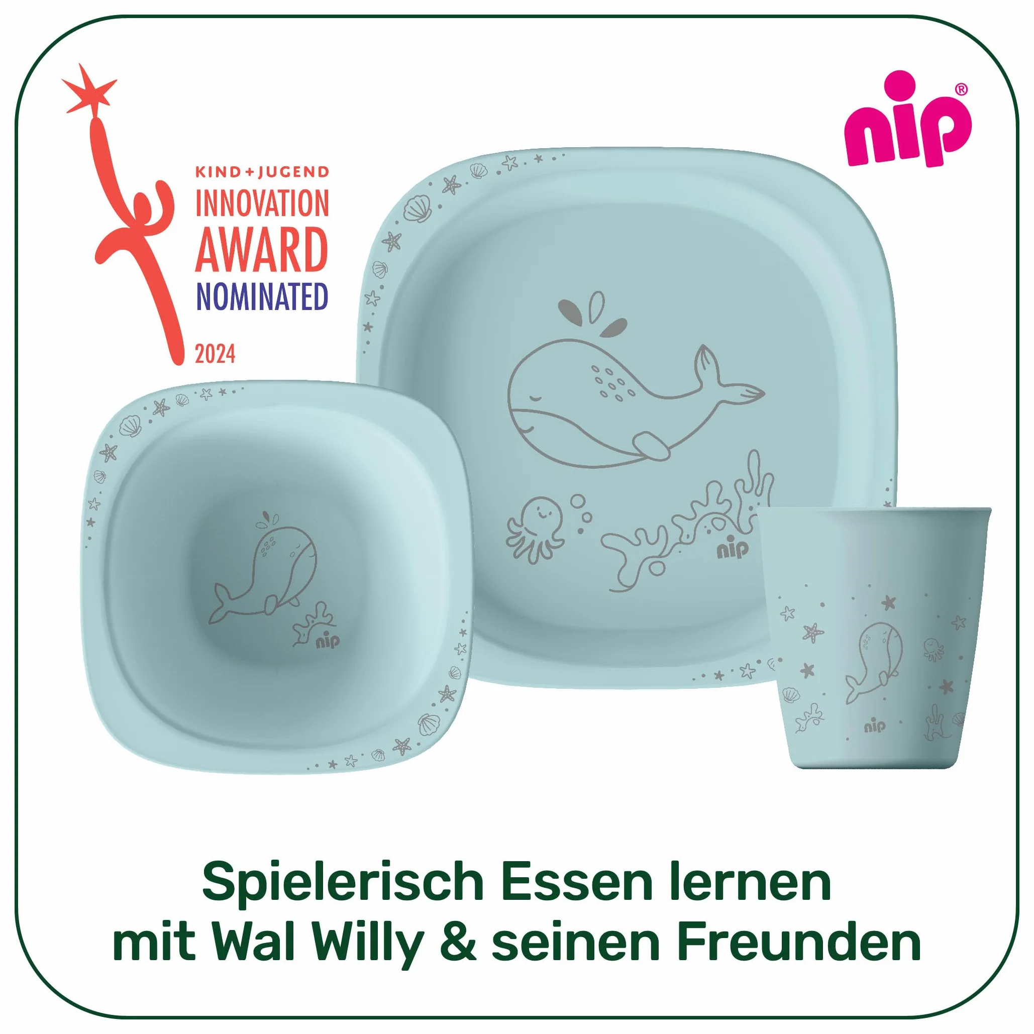 nip Green ekologiczne naczynie dla niemowląt od 4 miesięcy, odporne na pękanie, nadaje się do kuchenki mikrofalowej i mycia w zmywarce, idealna na początek posiłków, bez BPA, bez melaminy, trwała,