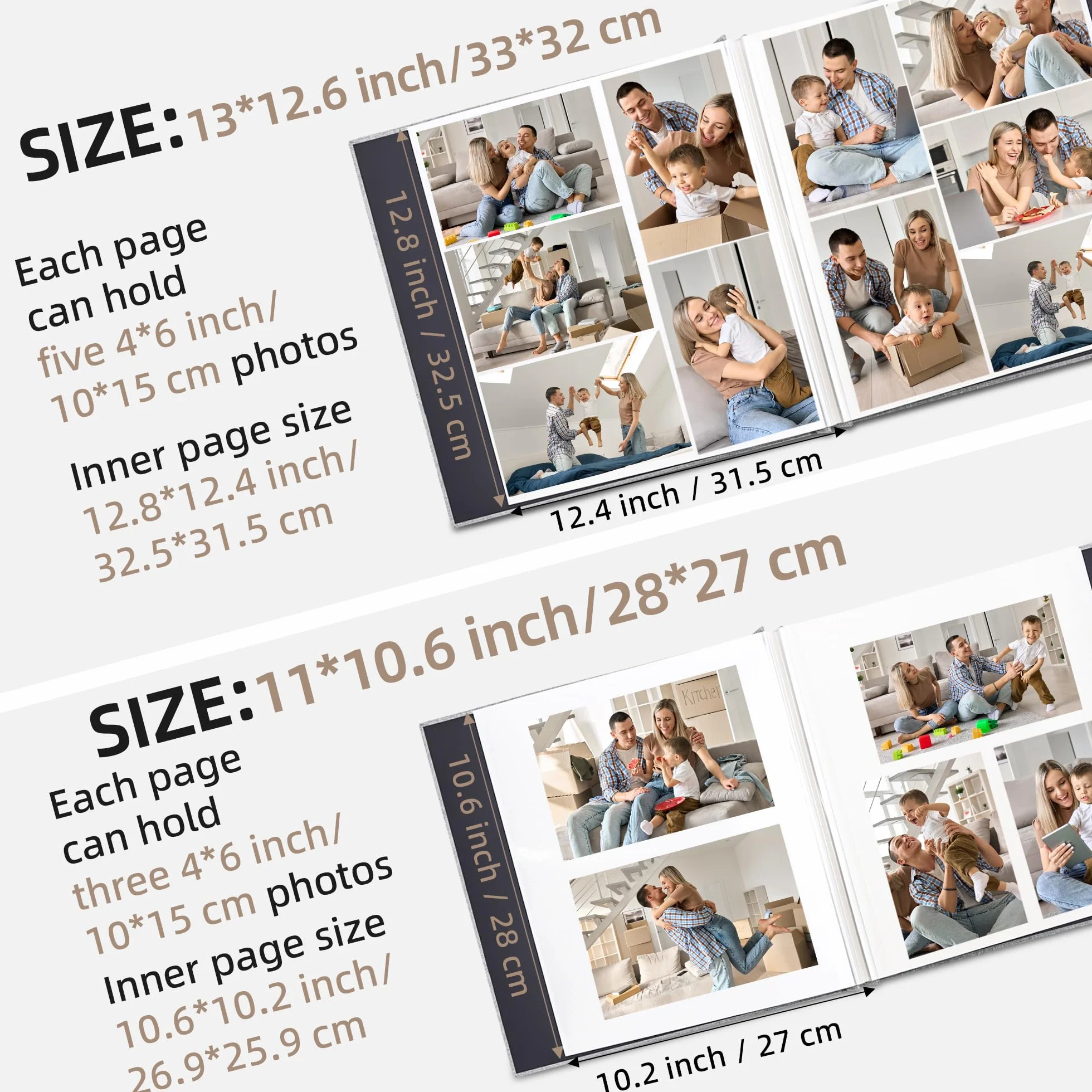 Vienrose Album fotograficzny magnetyczny scrapbooking 60 stron lniany twarda oprawa 35,5 x 33,5 cm