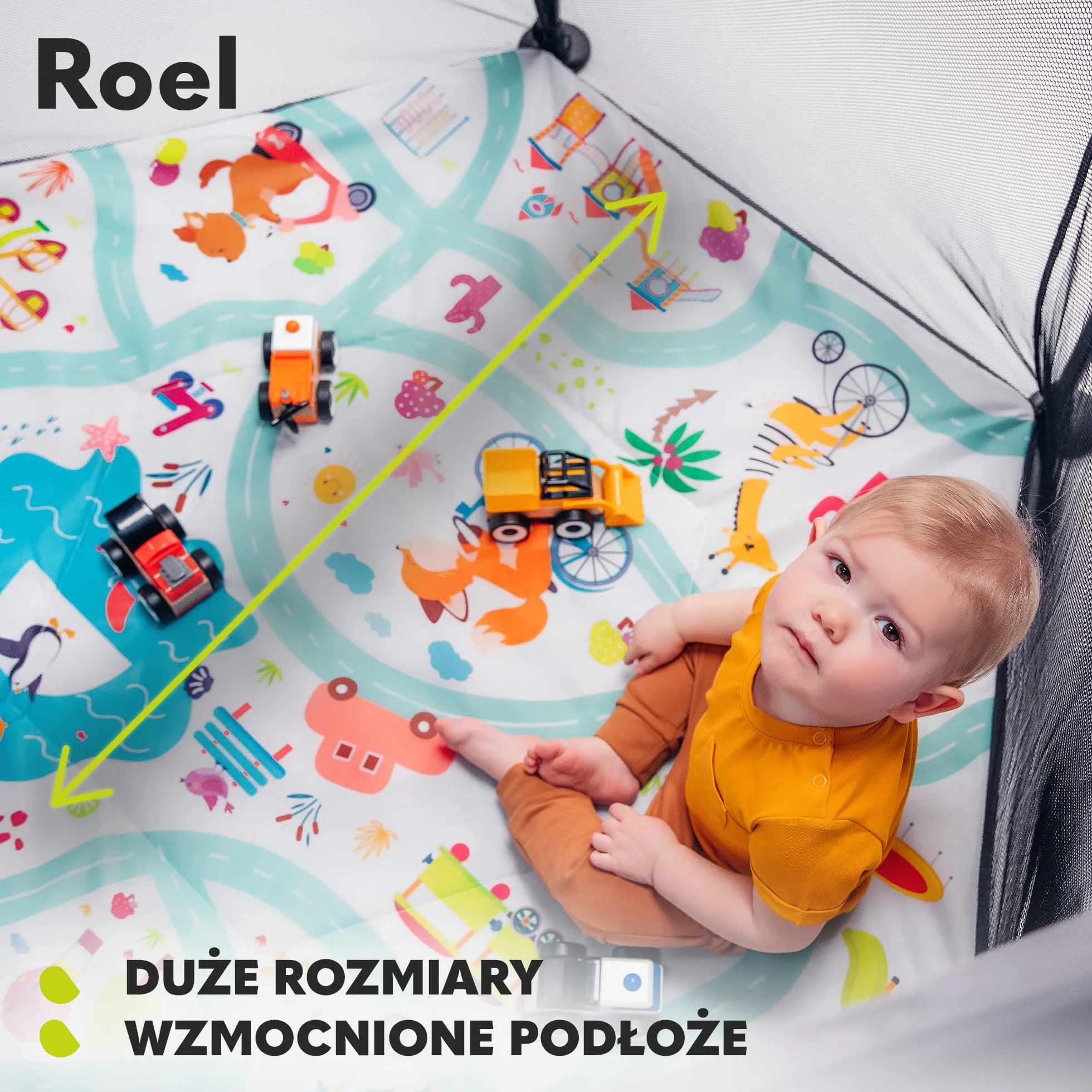 LIONELO Kojec dla dzieci 136 x 86 cm Sześciokątny LockGuard Składany Antypoślizgowy