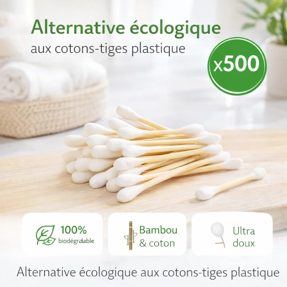 Pudełko 500 bawełnianych łodyg białych Bambus Feel Natural