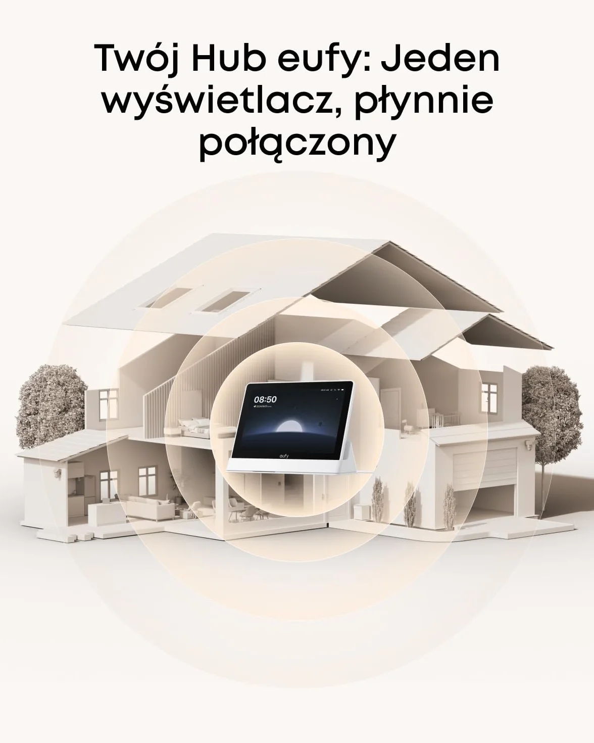 eufy Smart Display, Smart Home Hub, 8-calowy panel sterowania, Kompatybilny z urządzeniami zabezpieczającymi eufy, 4 widoki na 1 wyświetlaczu, Wiadomości w czasie rzeczywistym, Raporty dzienne