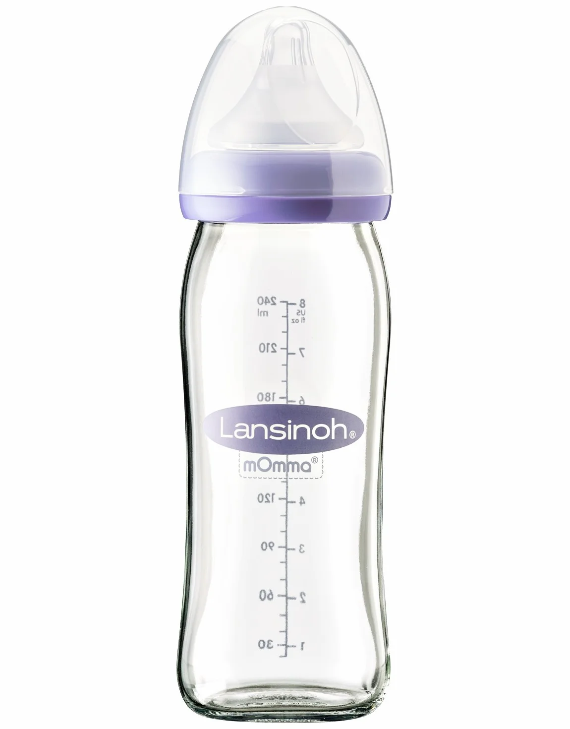 Lansinoh Glas Weithalsflasche 240 ml Natural Wave Silikonsauger M 1 Sztuka