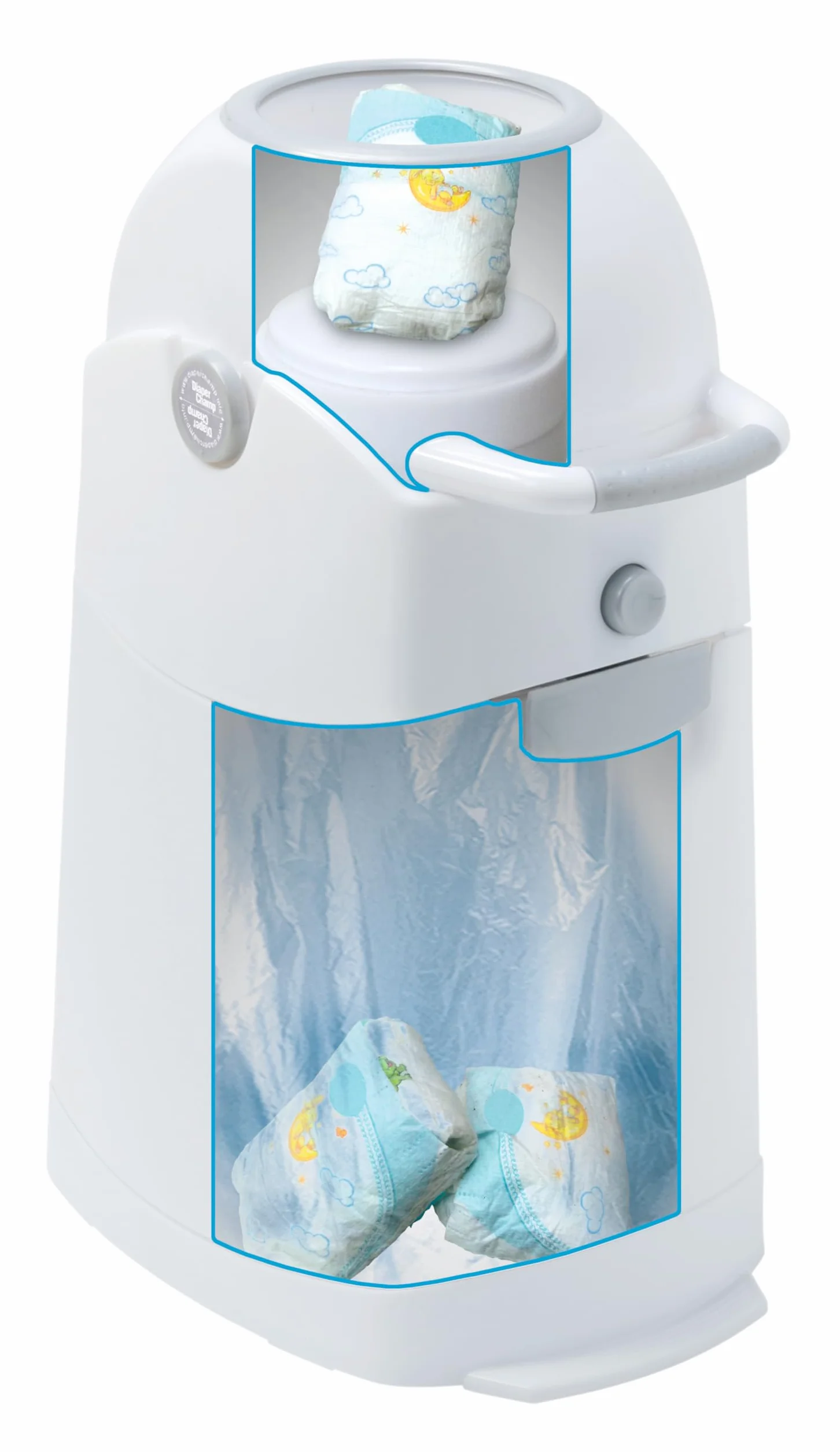 Vital Innovations Asalvo 4011R Kosz na Pieluchy Biały Szary 28 x 38 x 40.5 cm