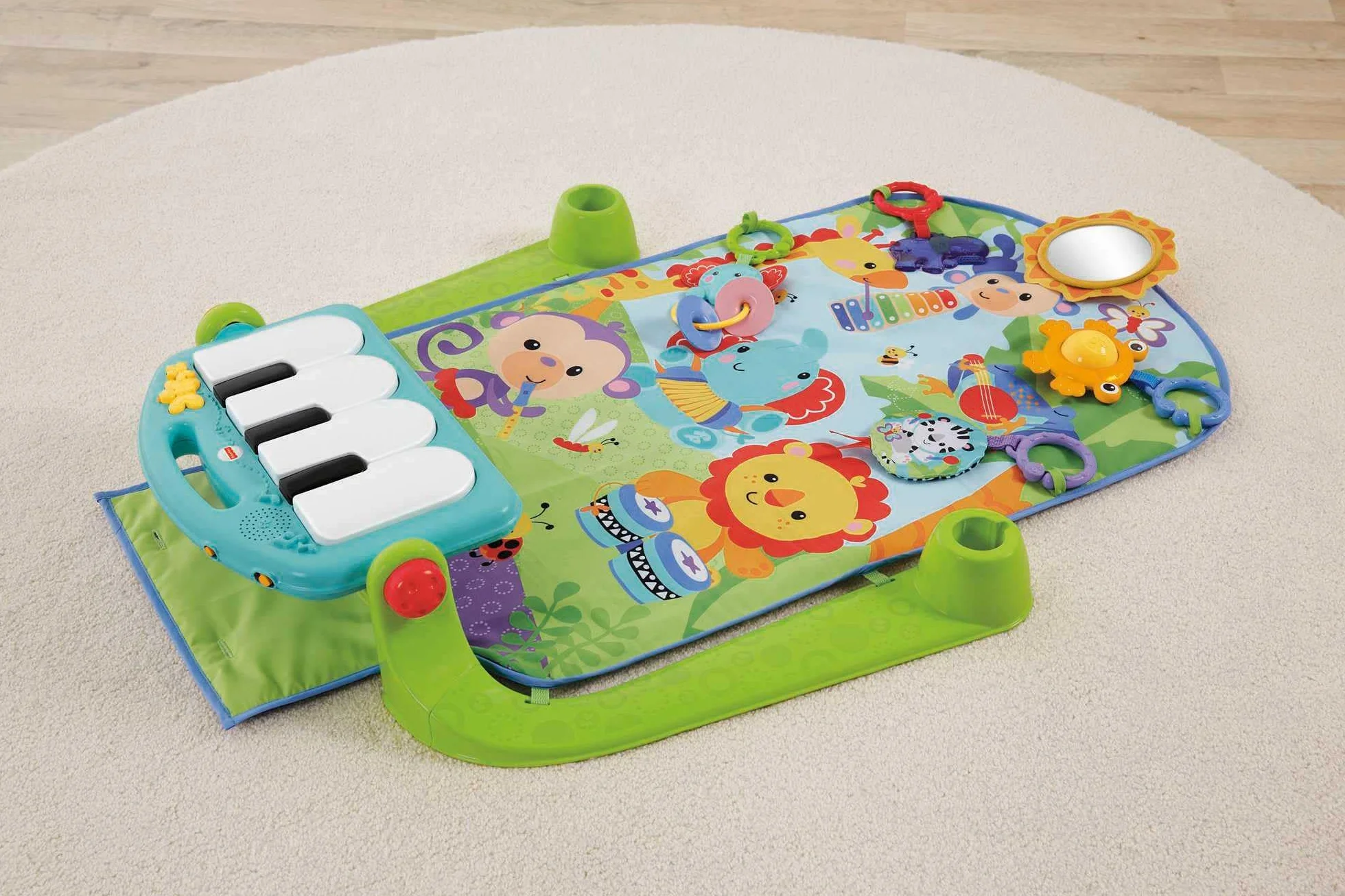 Fisher-Price Mata gimnastyczna z pianinkiem, edukacyjna mata dla niemowląt z muzyczną zabawką dla niemowląt, HBB73