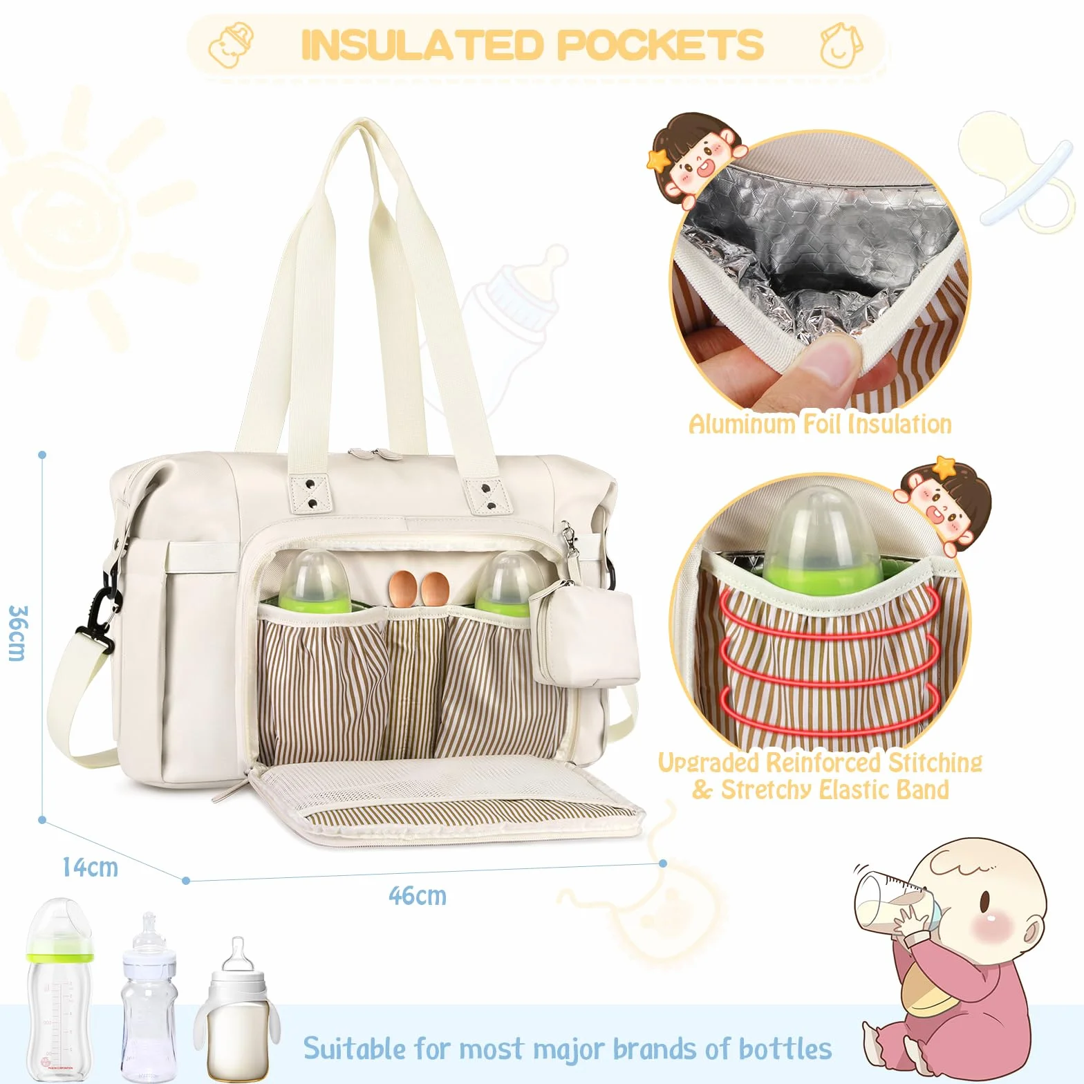 RAINSMORE Torba na pieluchy Tote Torba na pieluchy