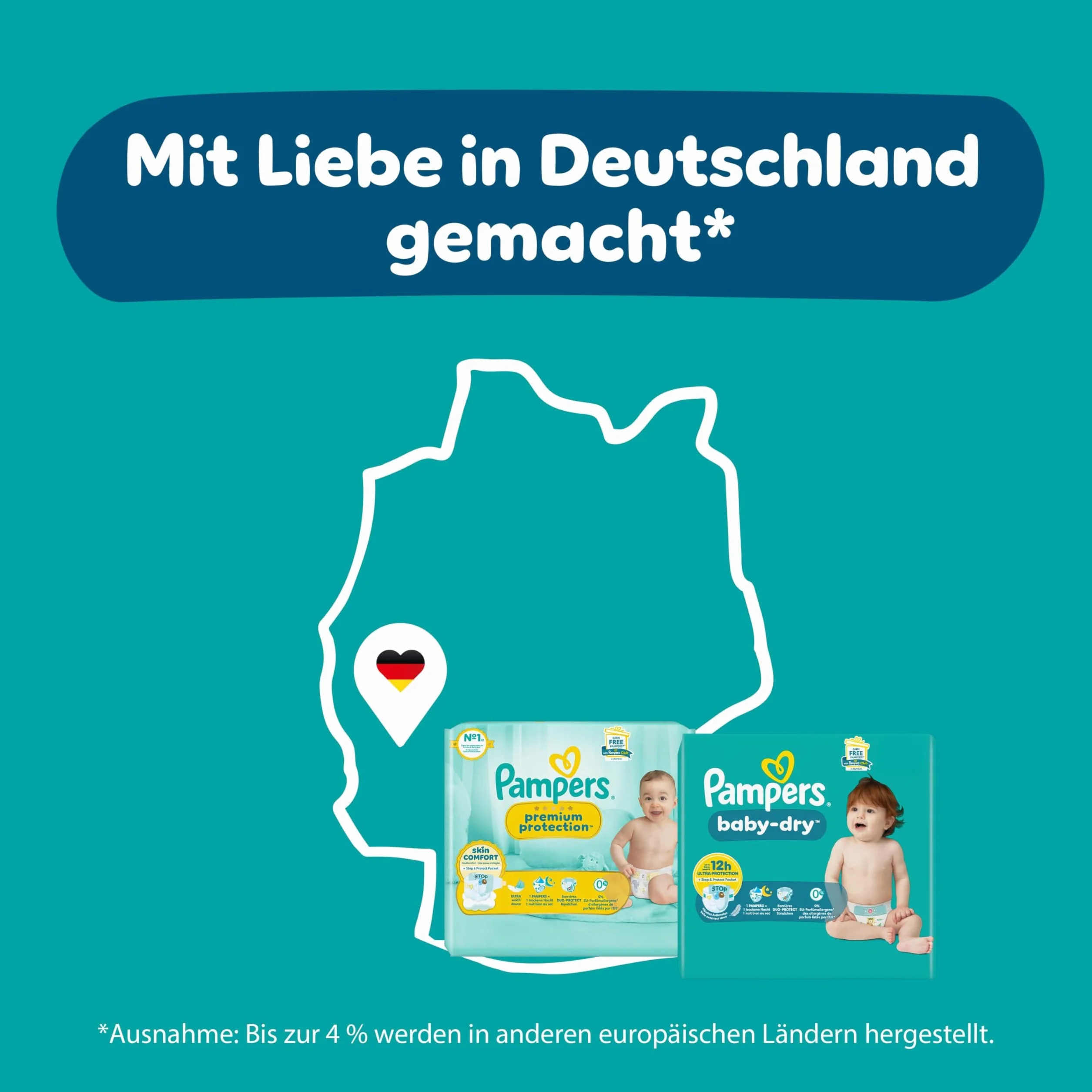 Pampers Spodnie Baby-Dry. Rozmiar 4, 180 pieluch-majtek, 9-15 kg, 360° Zabezpieczenie przed wyciekiem z kieszenią Stop & Protect na noc do 100% bez wycieków, opakowanie 1 miesiąc