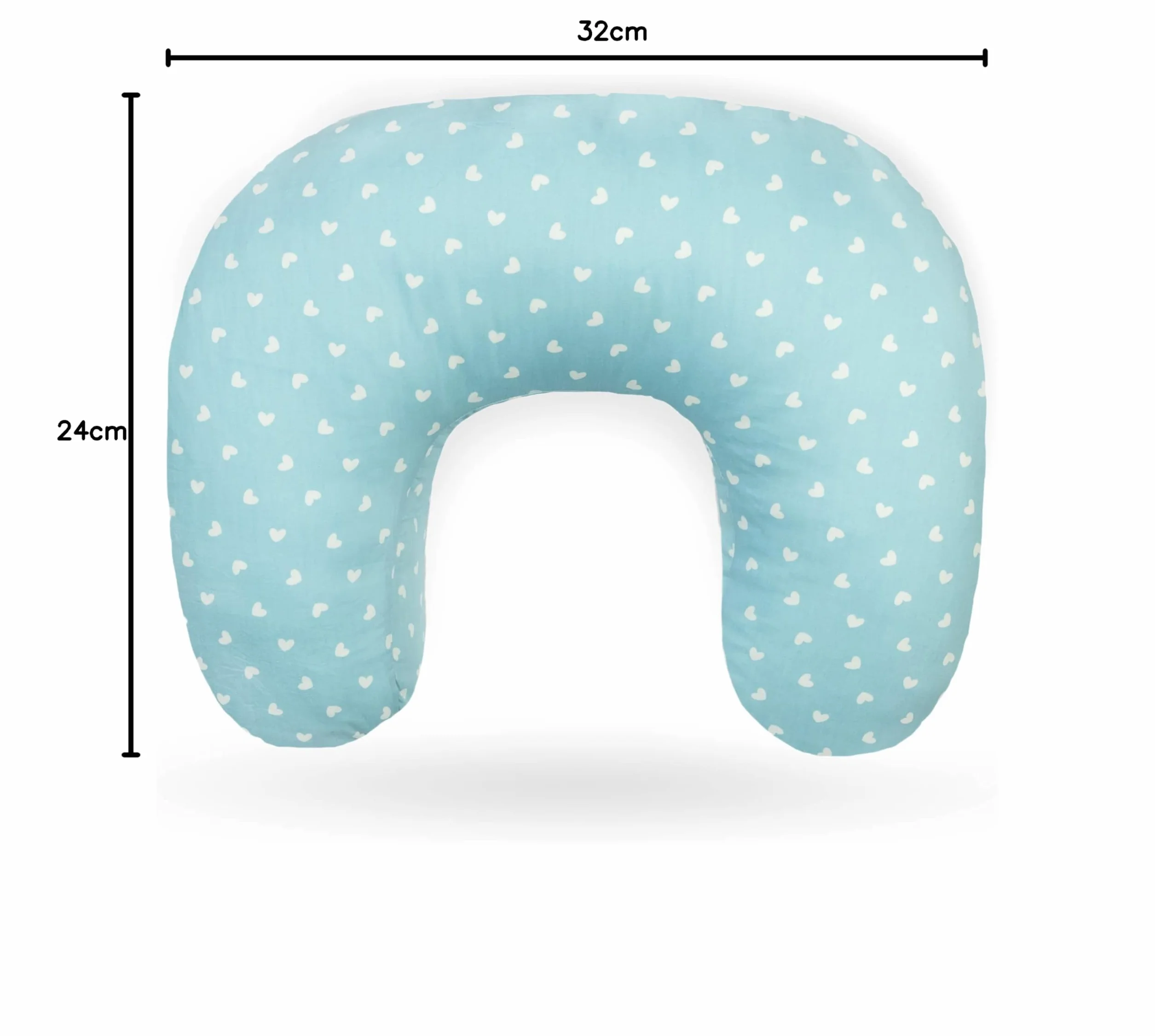 Ella Poduszka do karmienia – ergonomiczna poduszka dla niemowląt do wygodnego karmienia i karmienia niemowląt, wyściełany zagłówek dla niemowląt ze zdejmowaną bawełnianą poszewką - niebieska z sercami