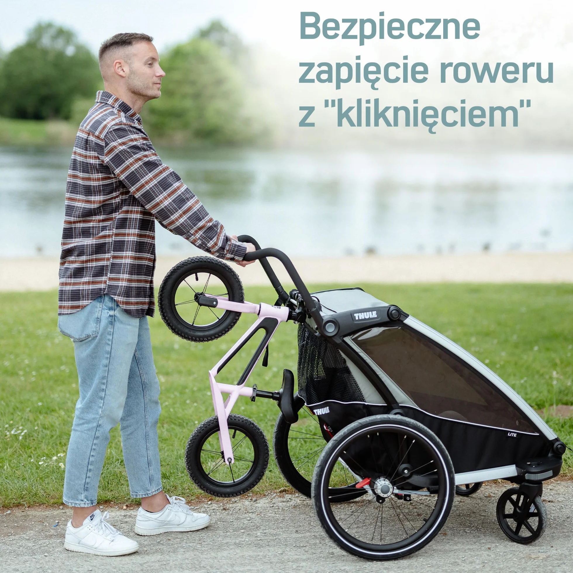 Borgen Clip – uchwyt na rower dziecięcy i rowerek biegowy do Thule Chariot od 2017 Sport, Cross, Cab, Lite 2 do 14 cali maks. 8 kg – uchwyt na rower do części zamiennych do bagażników Thule
