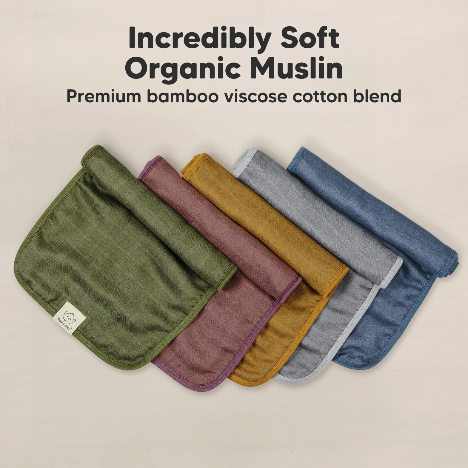 Muslin Burp Cloths for Baby Boys Girls - Viscose Bamboo Cotton Burp Cloth 5-Pack Corals