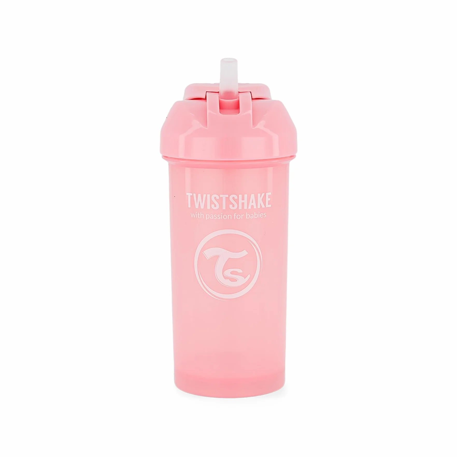 Twistshake Straw Cup Butelka do Nauki Picia 360 ml, Kubek z Giętką Słomką, Zabezpieczona Przed Wyciekiem, Nie Zawiera BPA, 12+ Miesięcy, Pastelowy Różowy
