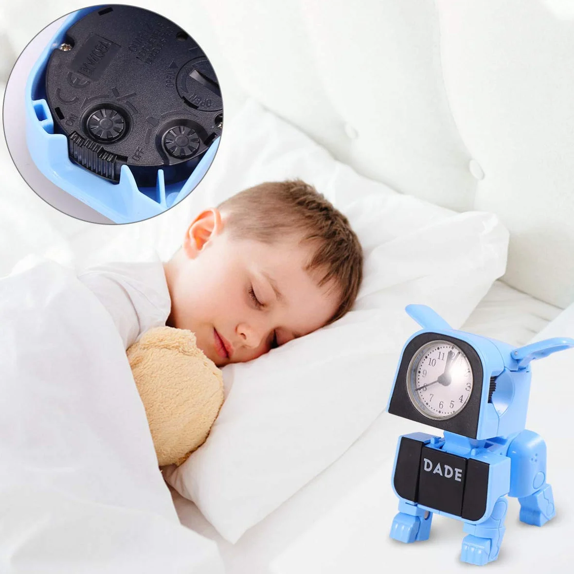 Zegar Alarmowy Kształcie Robota Dla Wielofunkcyjny Elektroniczny Zegar Dekoracyjny Do Pokoju Niebieski Piesek