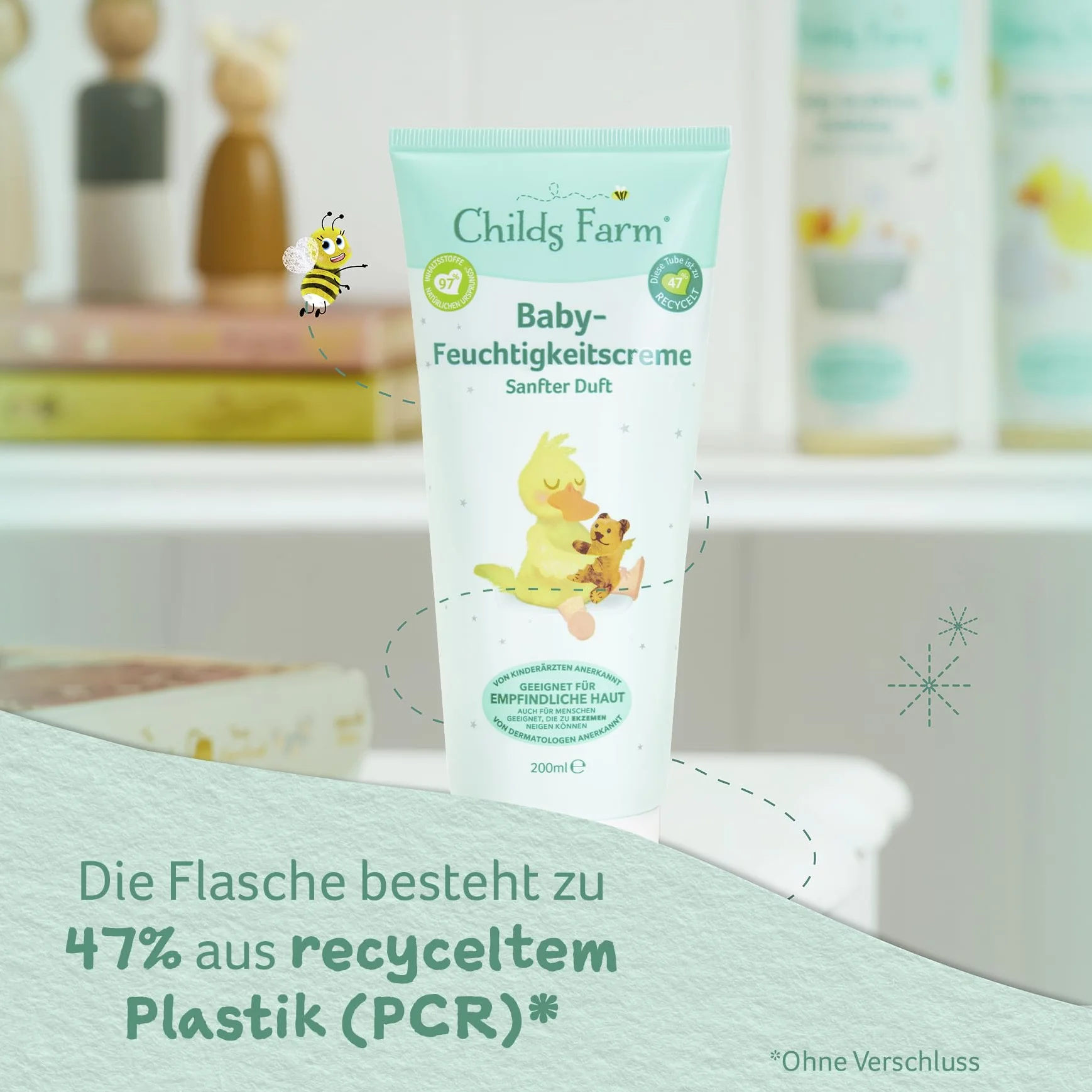 Childs Farm Krem nawilżający dla niemowląt 200 ml | lekko pachnący | nawilżający | Odpowiedni dla noworodków z suchą, wrażliwą skórą również ze skłonnością do atopowego zapalenia skóry