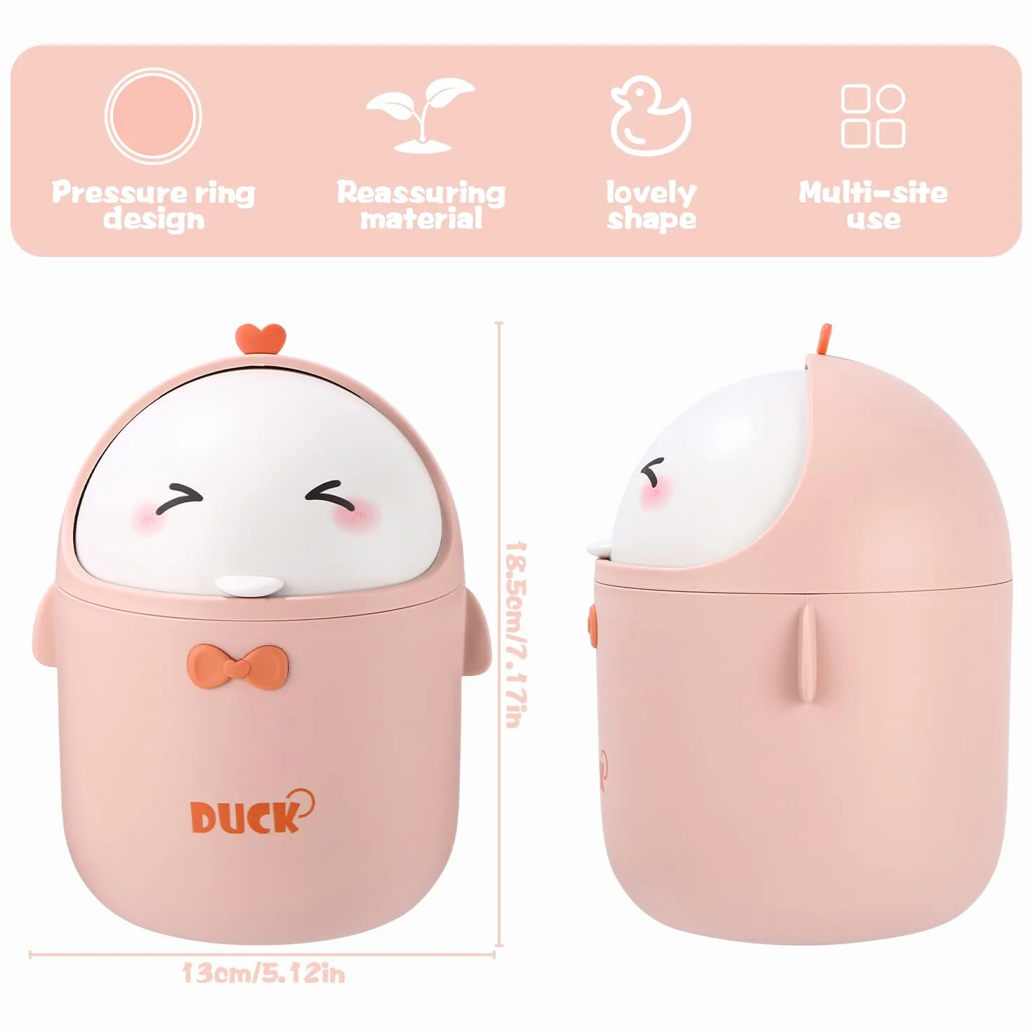Huifoo Mini Kosz na Śmieci z Pokrywką - Słodka Dekoracja Kawaii, Pudełko do Przechowywania do Biura, Pokoju Dziecięcego, Toaletki, Salonu
